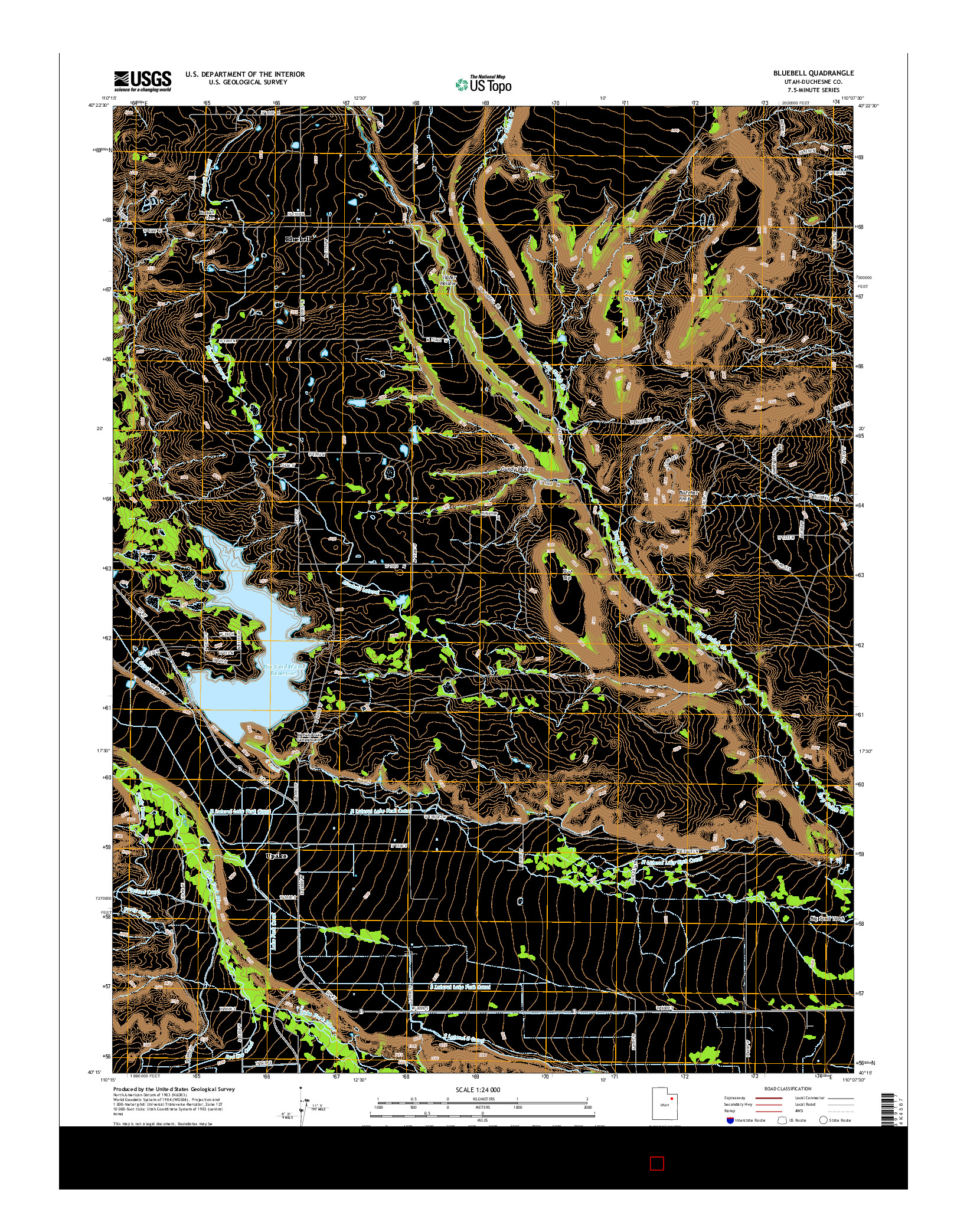 USGS US TOPO 7.5-MINUTE MAP FOR BLUEBELL, UT 2014