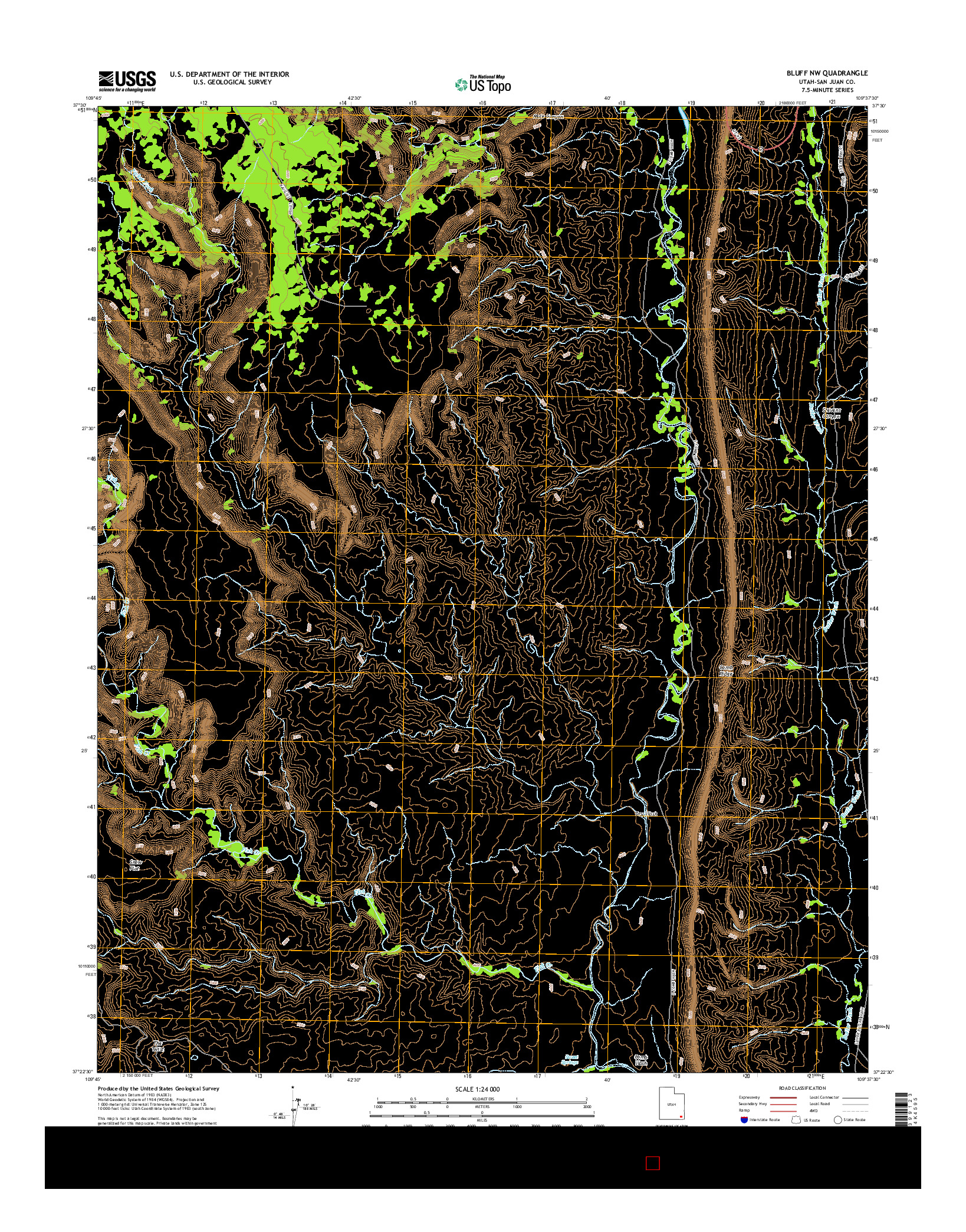 USGS US TOPO 7.5-MINUTE MAP FOR BLUFF NW, UT 2014