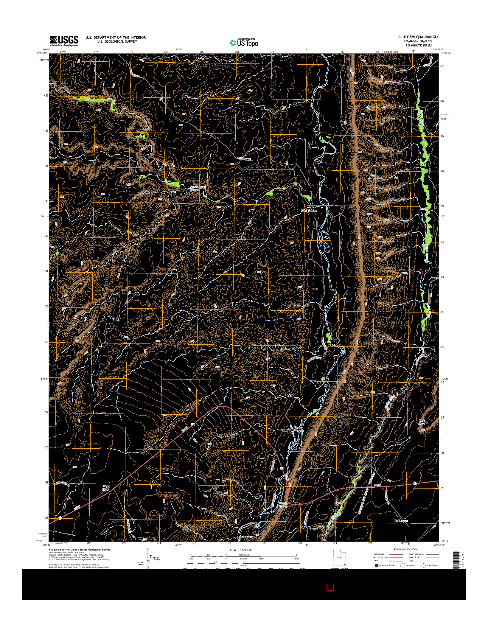 USGS US TOPO 7.5-MINUTE MAP FOR BLUFF SW, UT 2014