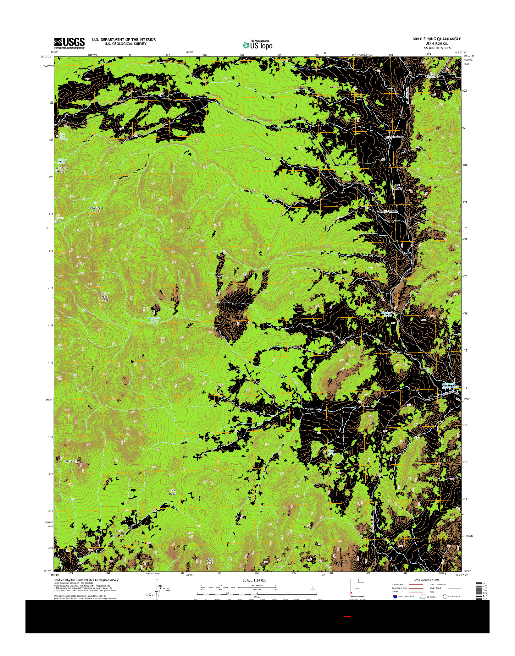 USGS US TOPO 7.5-MINUTE MAP FOR BIBLE SPRING, UT 2014