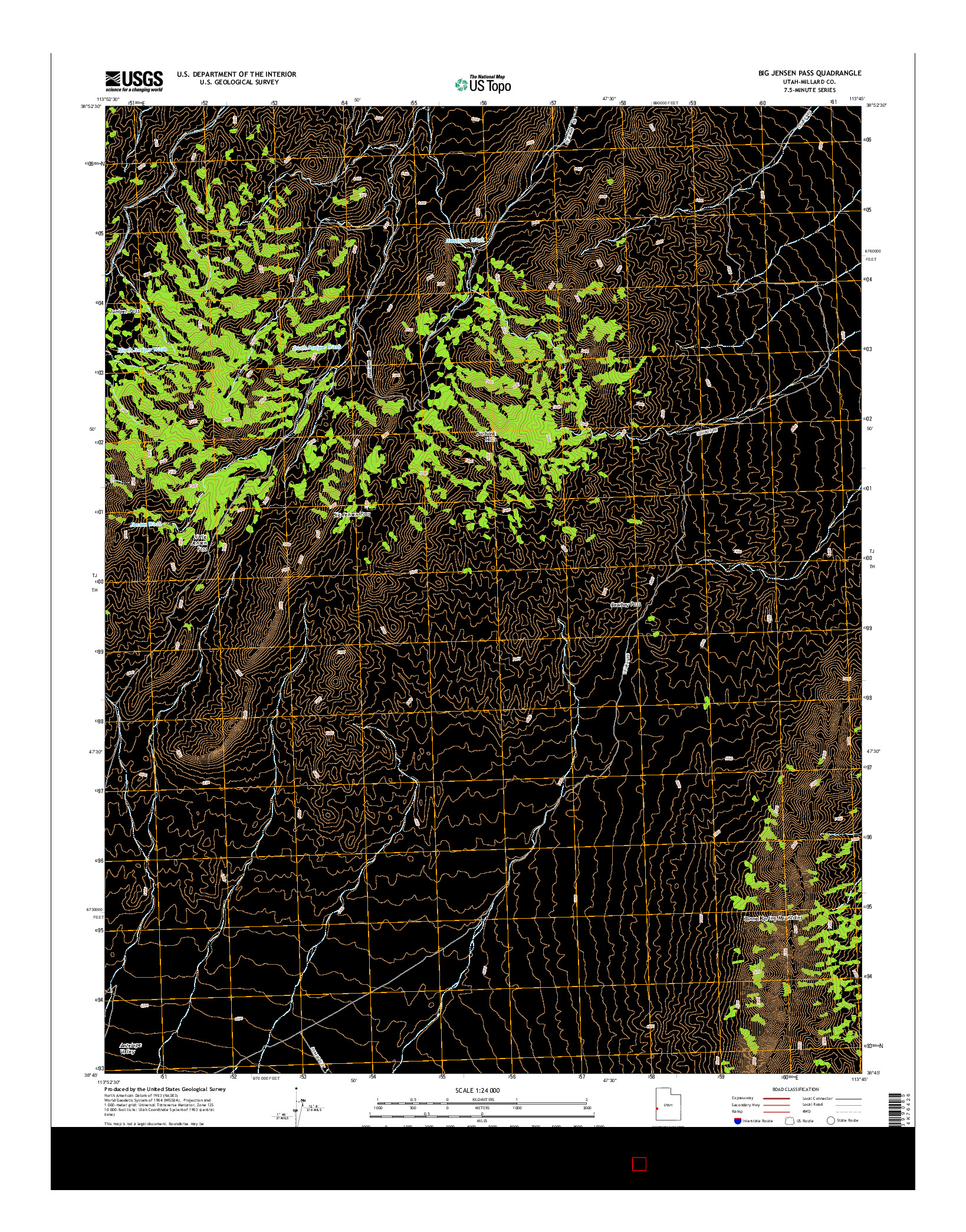 USGS US TOPO 7.5-MINUTE MAP FOR BIG JENSEN PASS, UT 2014