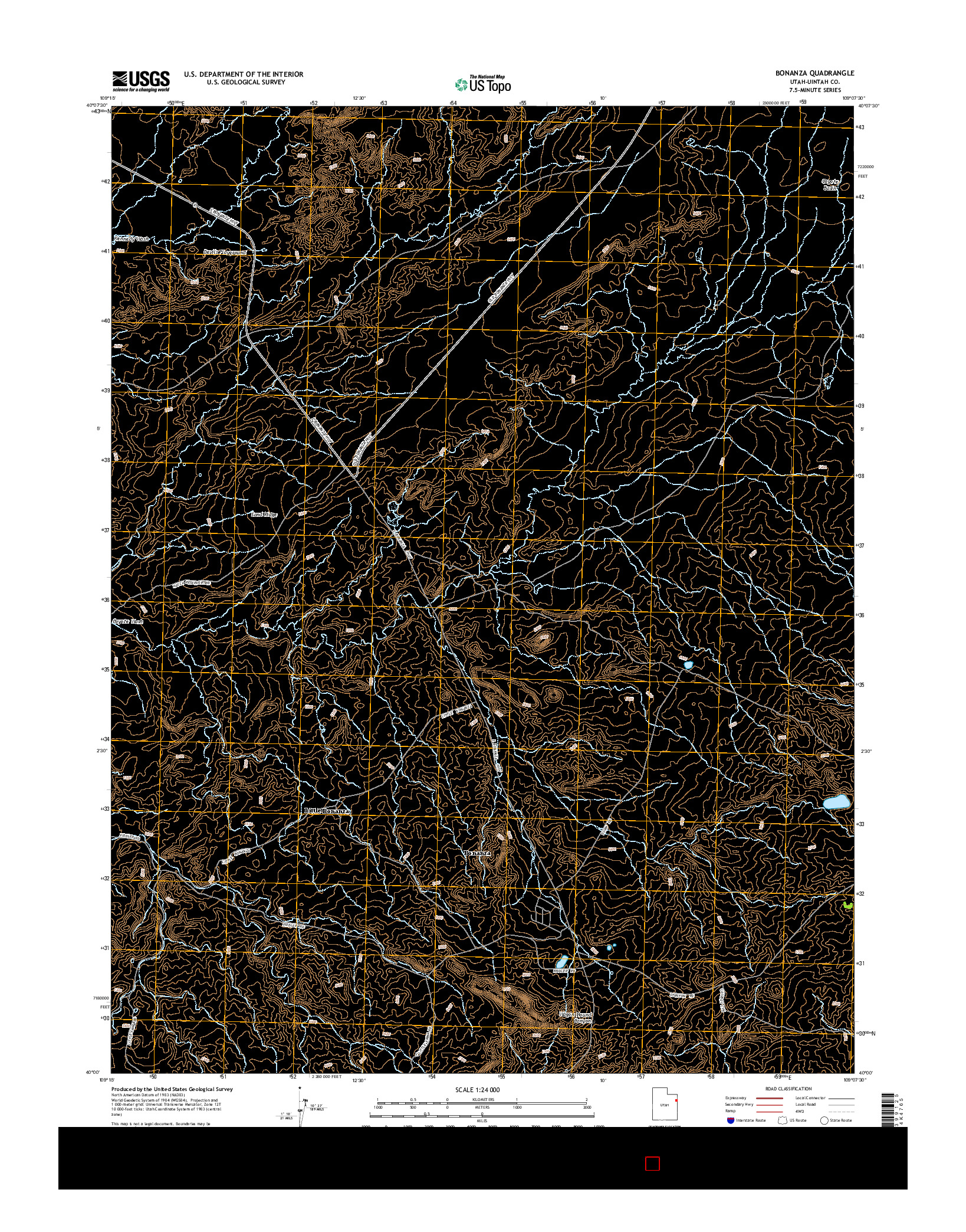 USGS US TOPO 7.5-MINUTE MAP FOR BONANZA, UT 2014