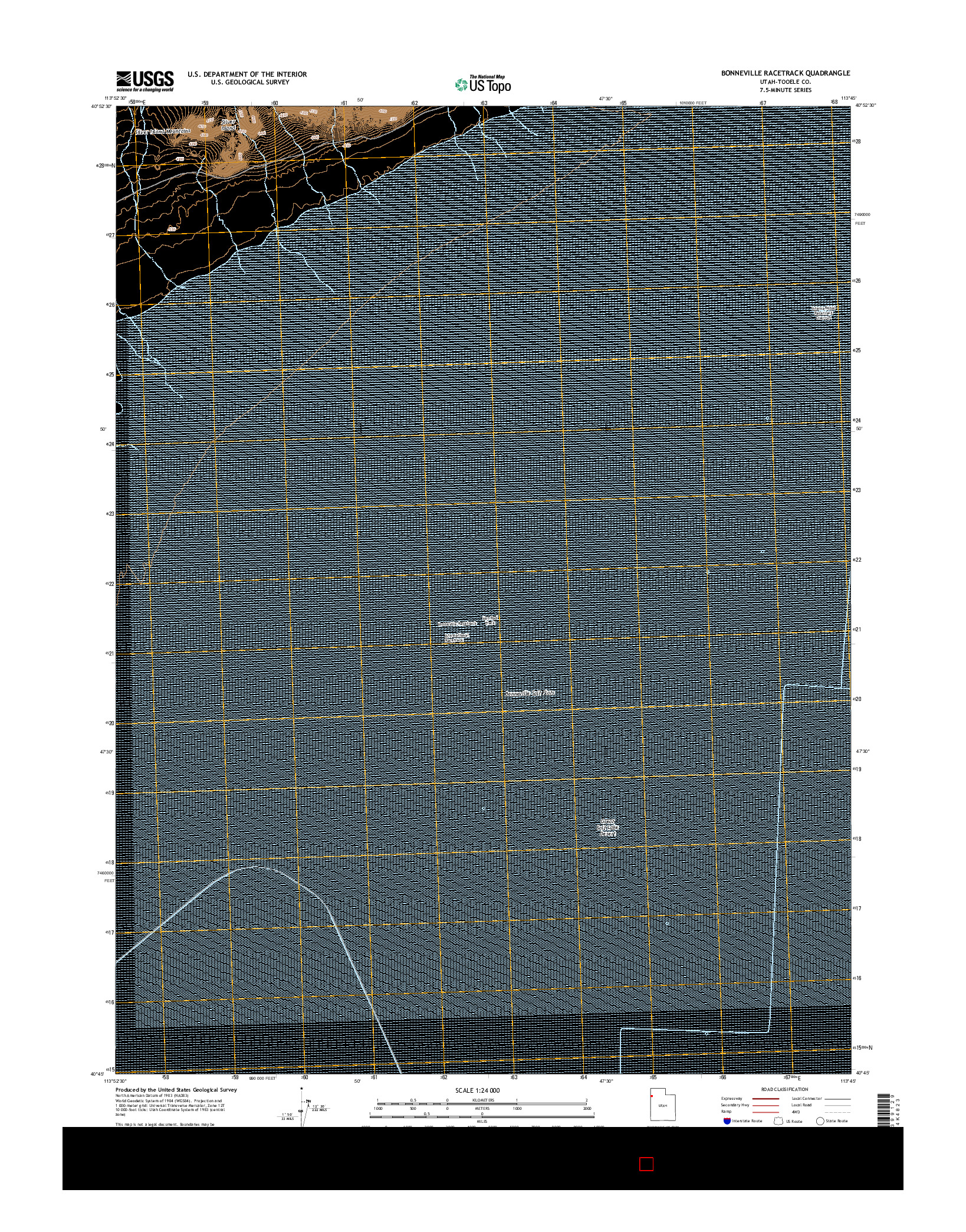 USGS US TOPO 7.5-MINUTE MAP FOR BONNEVILLE RACETRACK, UT 2014