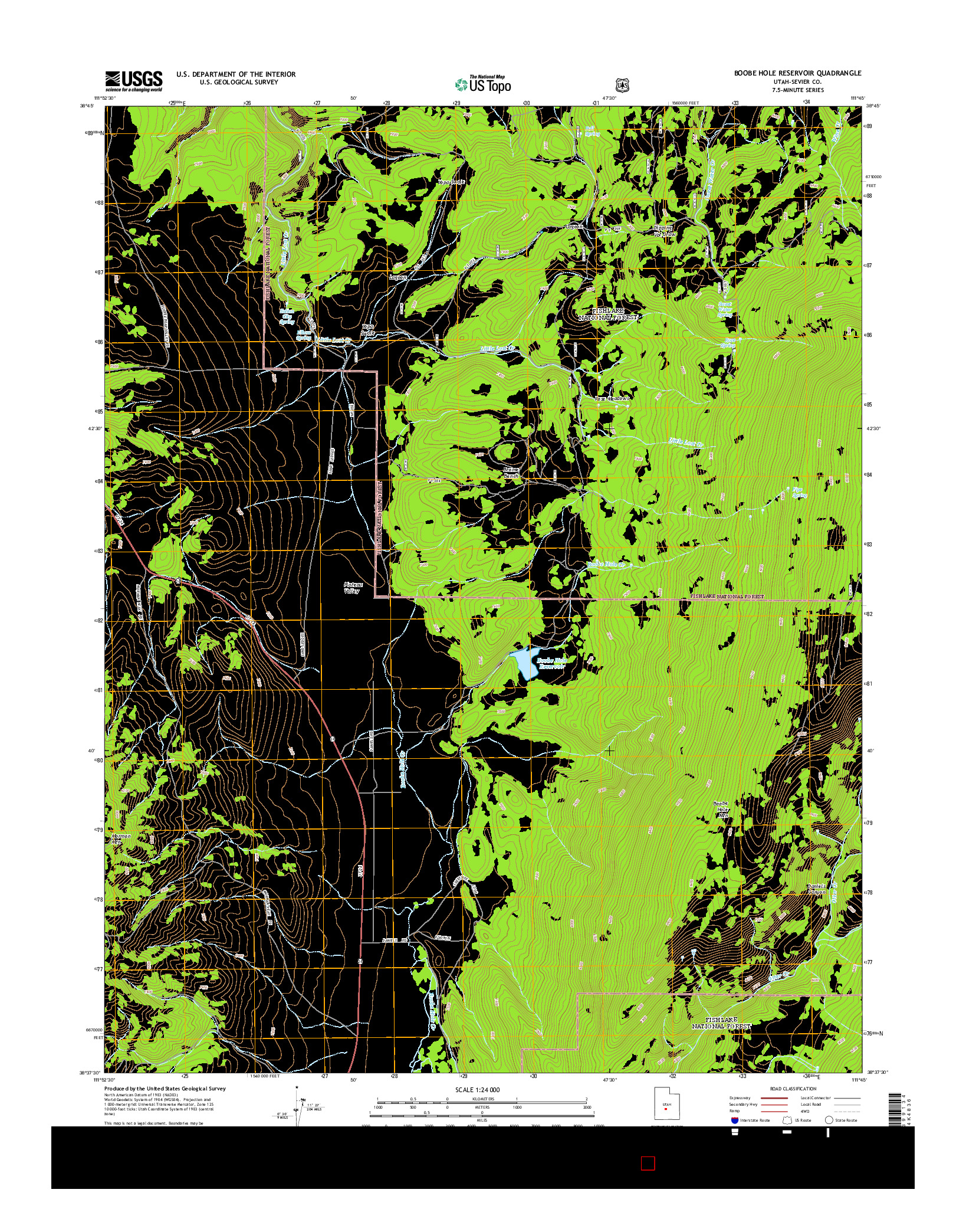 USGS US TOPO 7.5-MINUTE MAP FOR BOOBE HOLE RESERVOIR, UT 2014