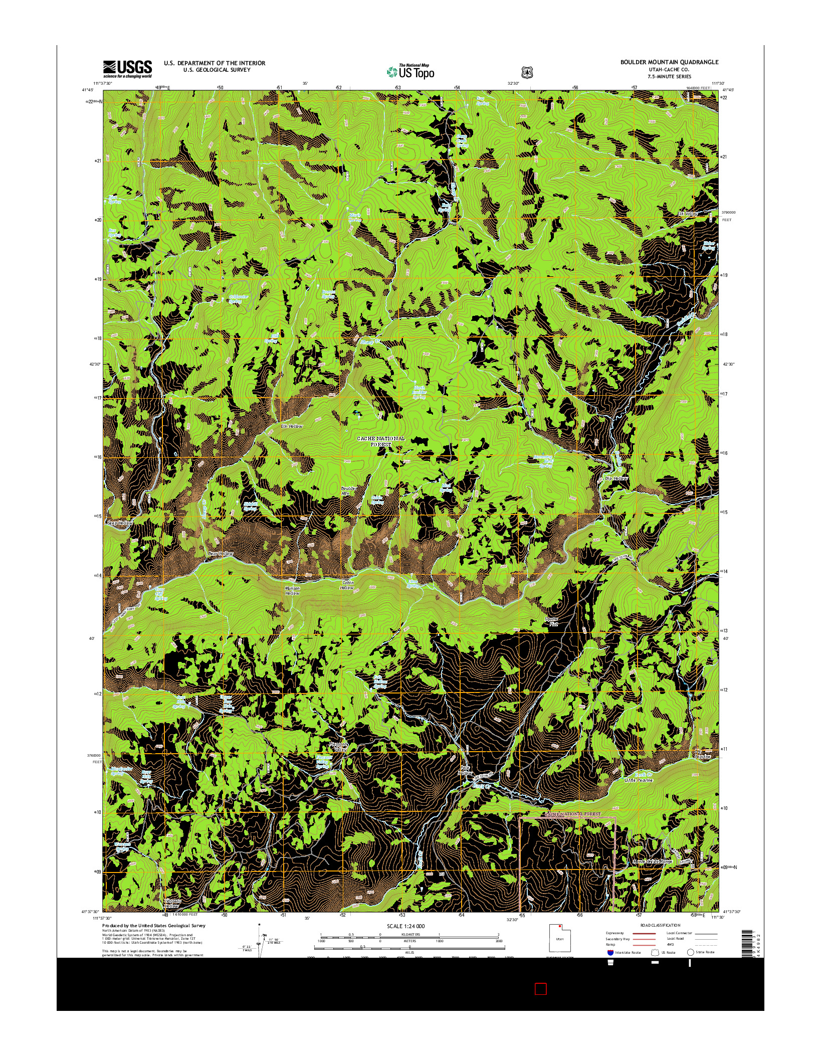 USGS US TOPO 7.5-MINUTE MAP FOR BOULDER MOUNTAIN, UT 2014