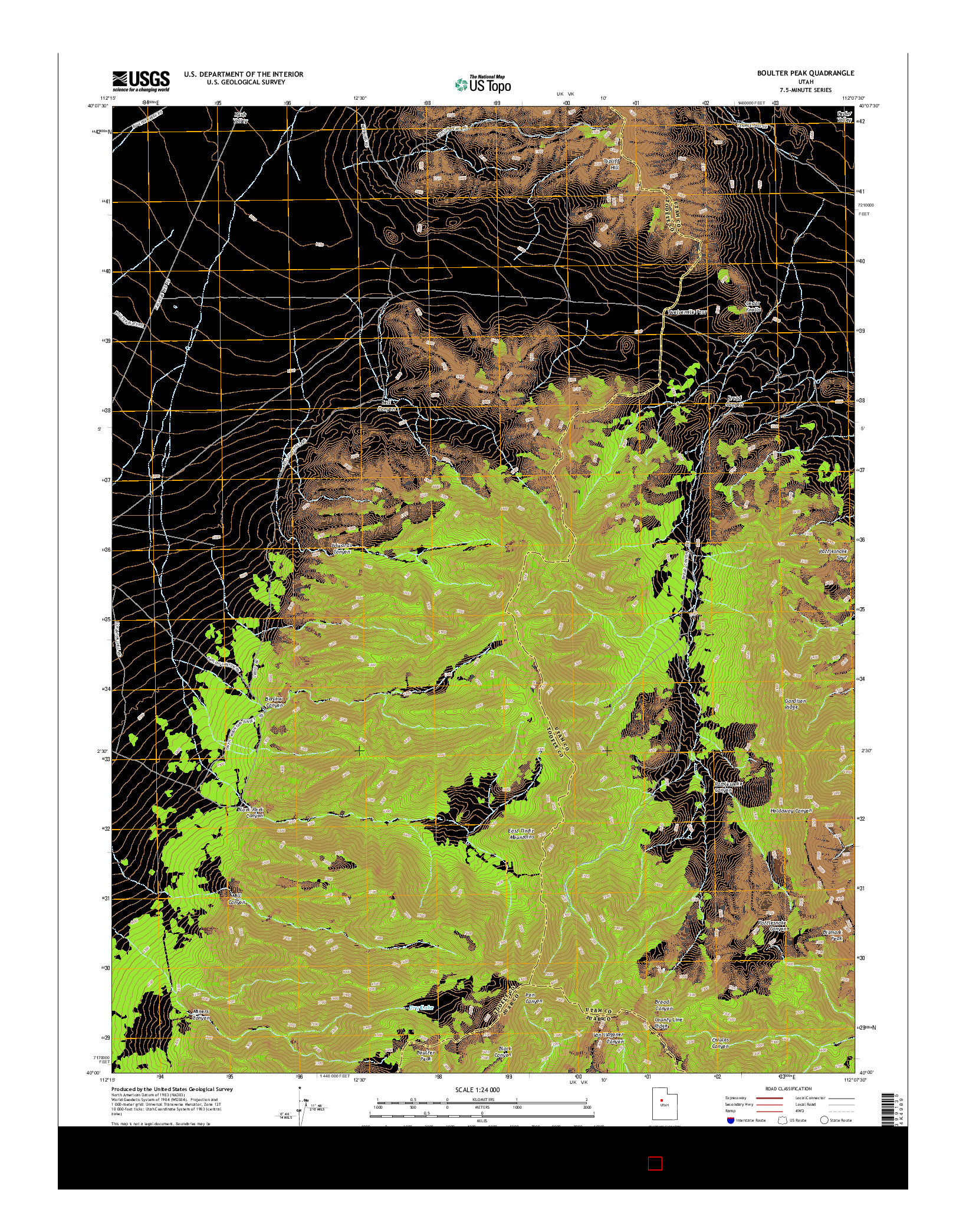 USGS US TOPO 7.5-MINUTE MAP FOR BOULTER PEAK, UT 2014