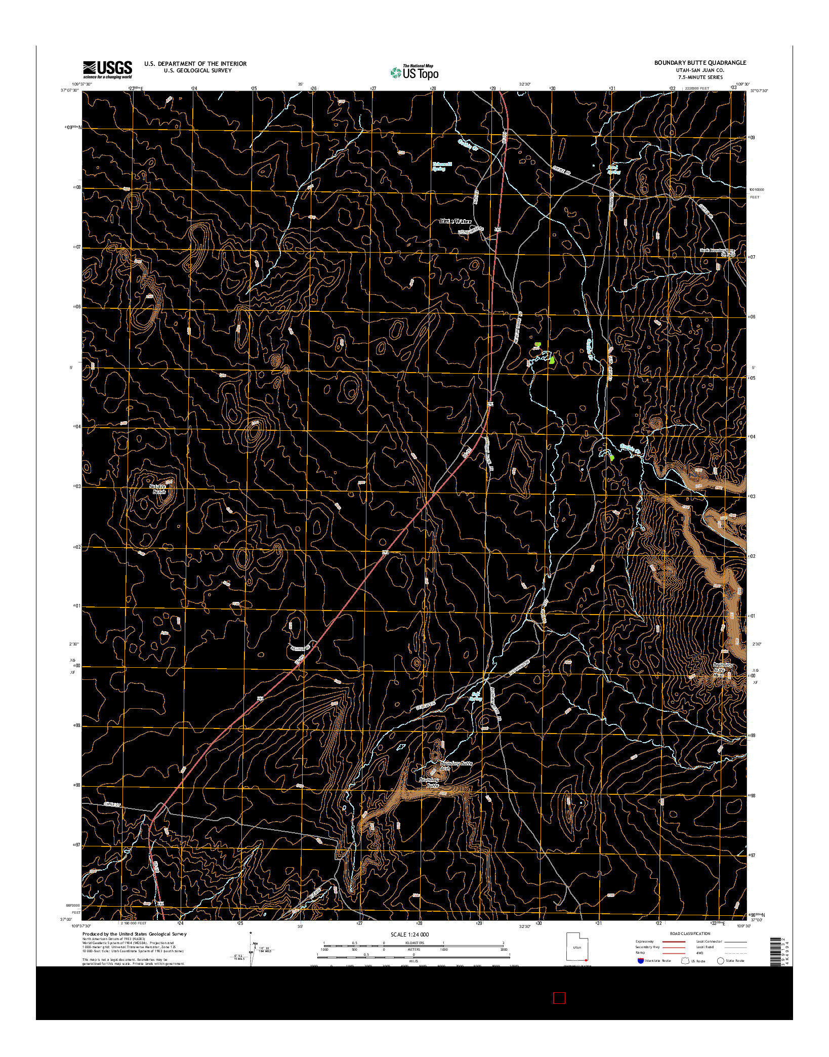USGS US TOPO 7.5-MINUTE MAP FOR BOUNDARY BUTTE, UT 2014