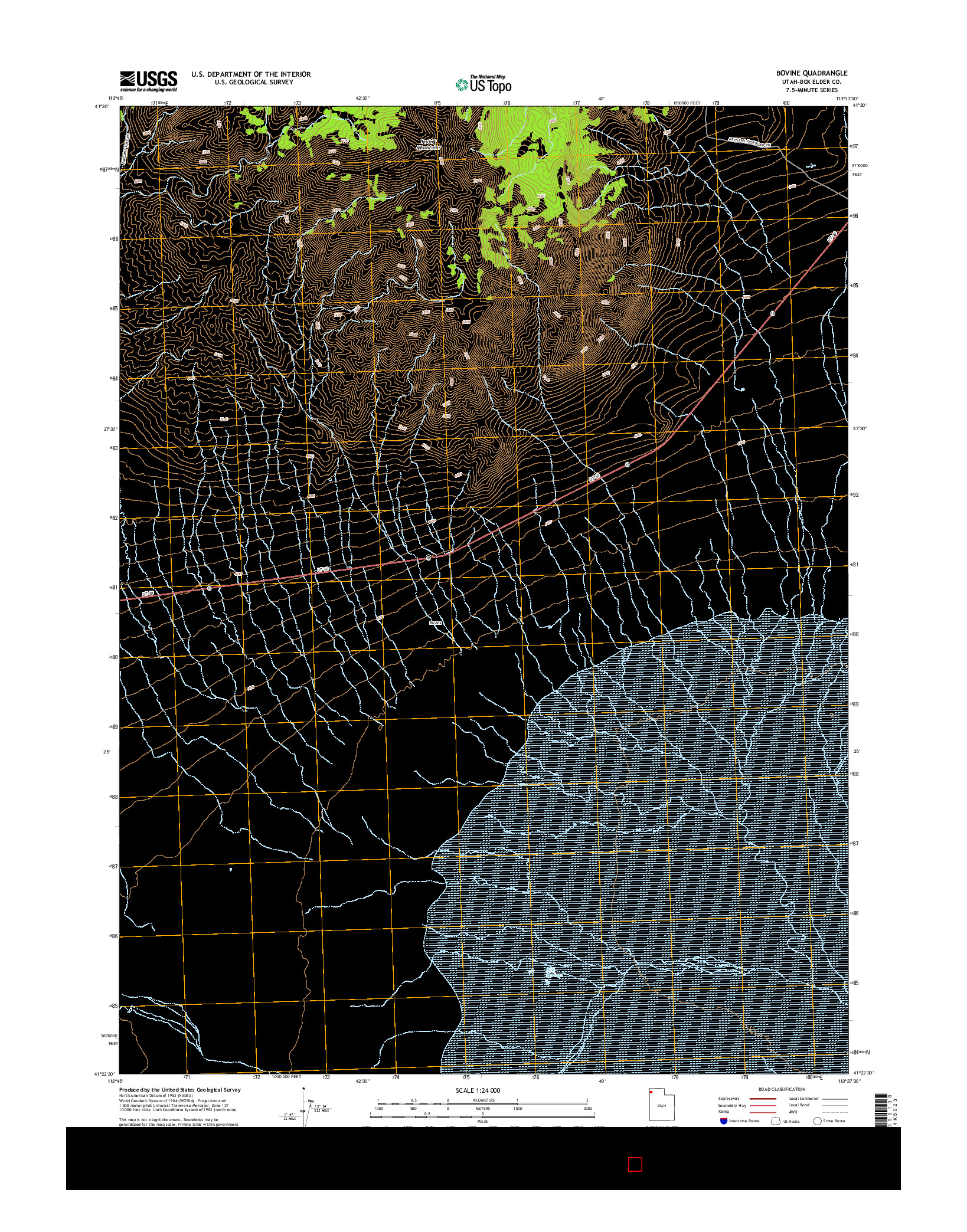USGS US TOPO 7.5-MINUTE MAP FOR BOVINE, UT 2014