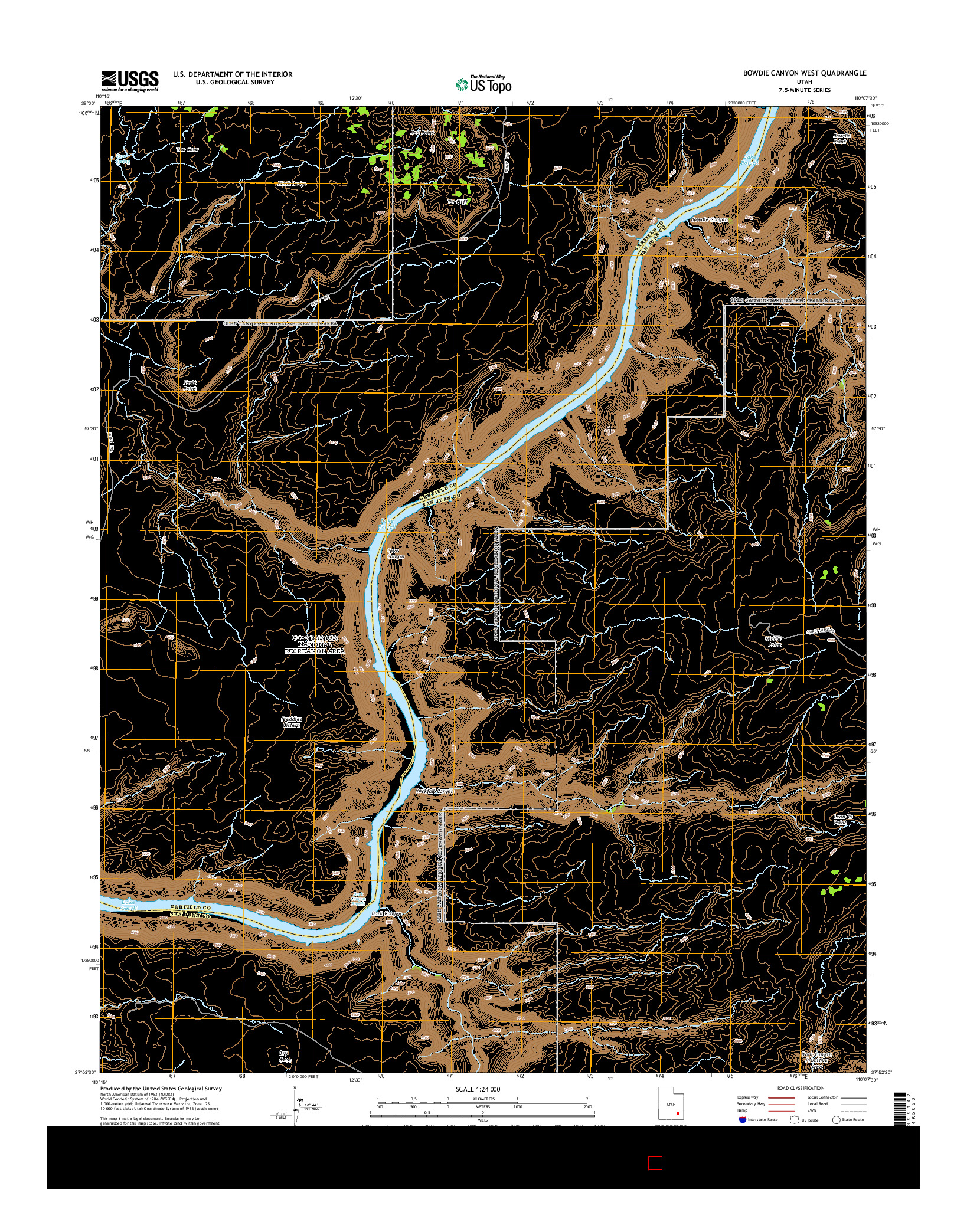 USGS US TOPO 7.5-MINUTE MAP FOR BOWDIE CANYON WEST, UT 2014