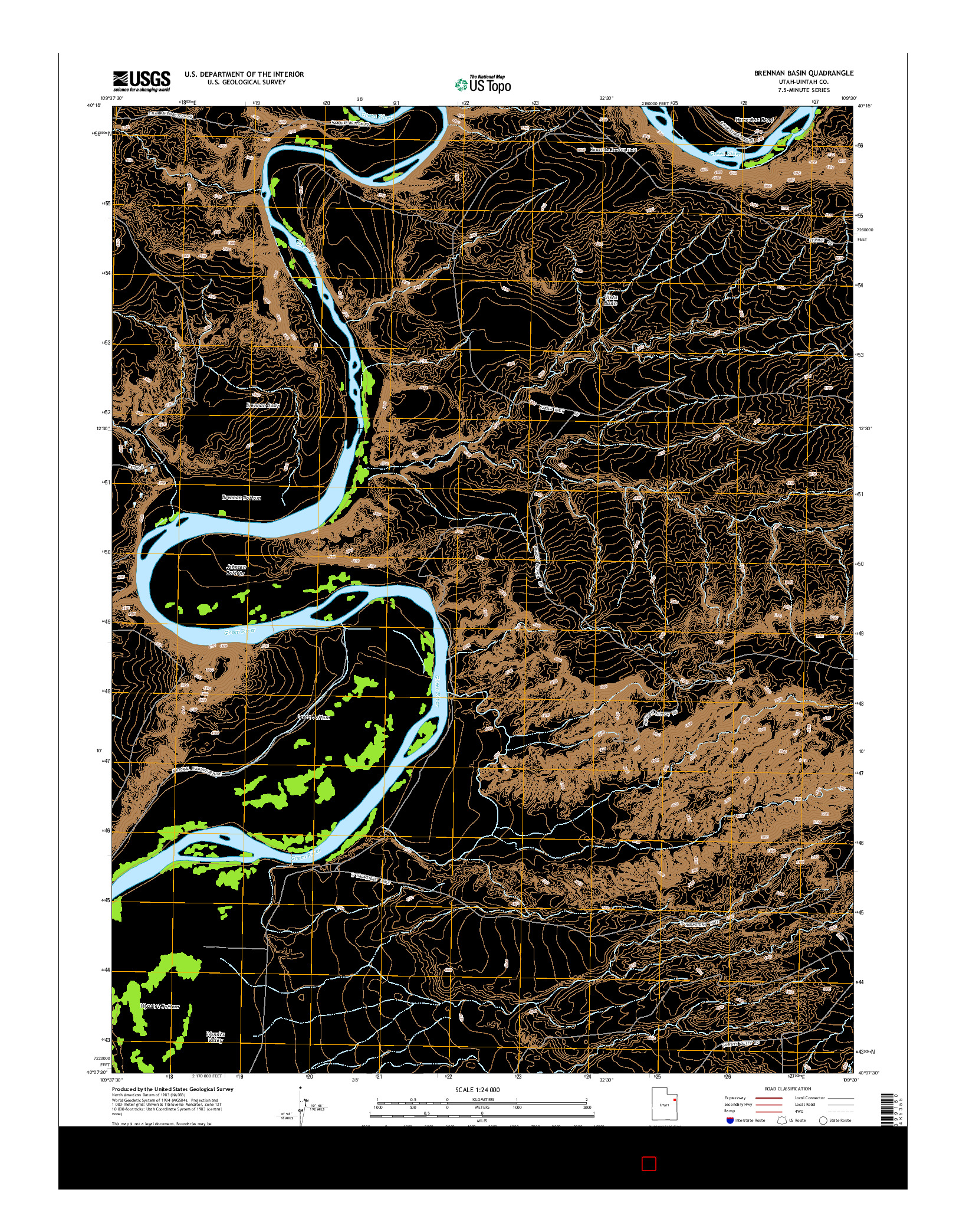 USGS US TOPO 7.5-MINUTE MAP FOR BRENNAN BASIN, UT 2014