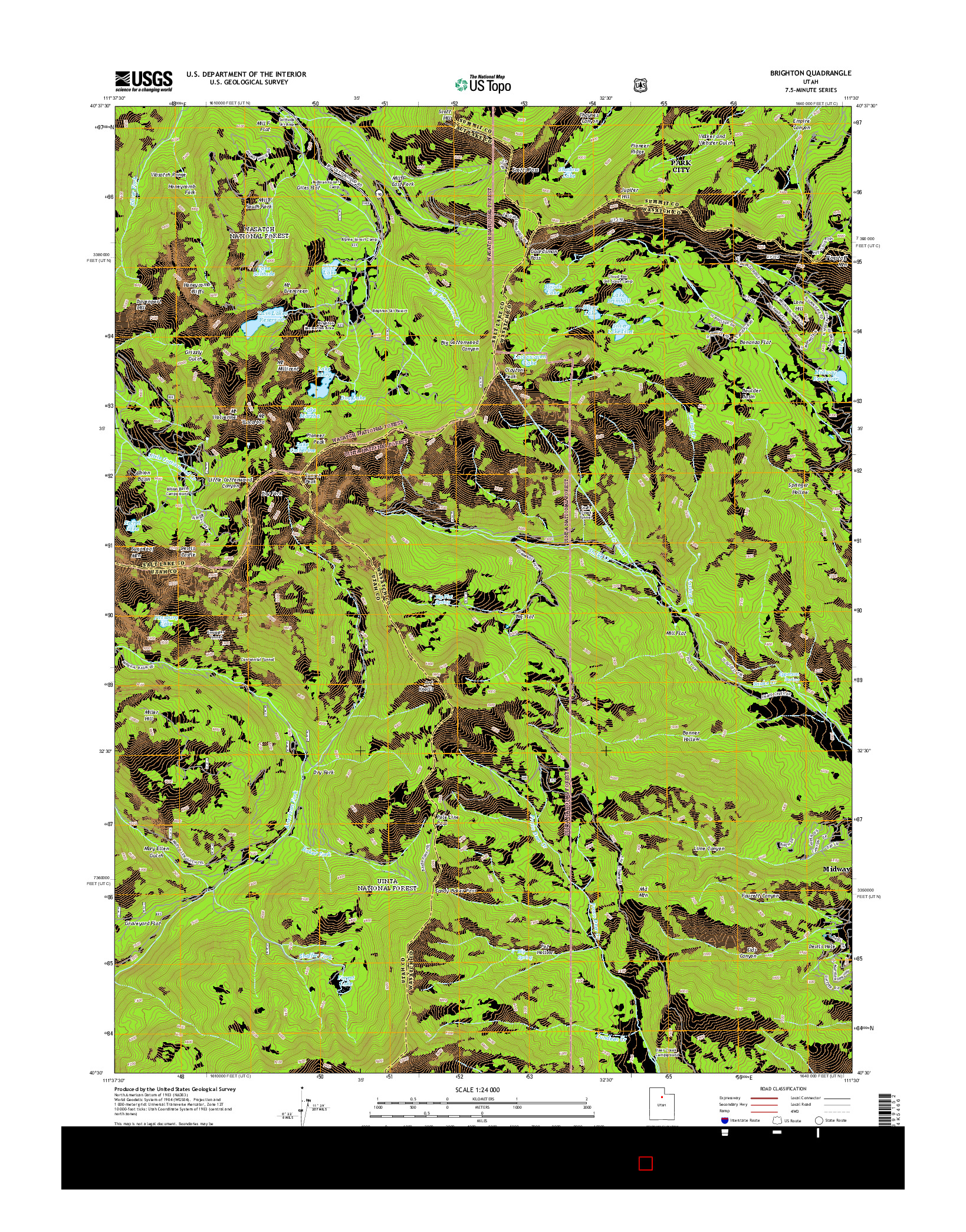 USGS US TOPO 7.5-MINUTE MAP FOR BRIGHTON, UT 2014