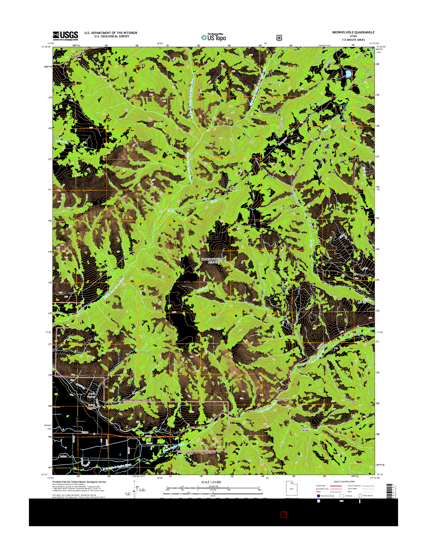 USGS US TOPO 7.5-MINUTE MAP FOR BROWNS HOLE, UT 2014