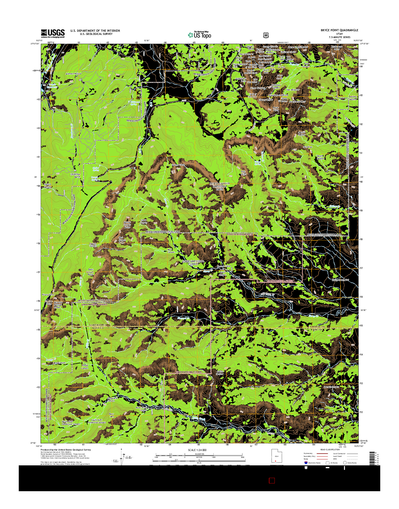 USGS US TOPO 7.5-MINUTE MAP FOR BRYCE POINT, UT 2014