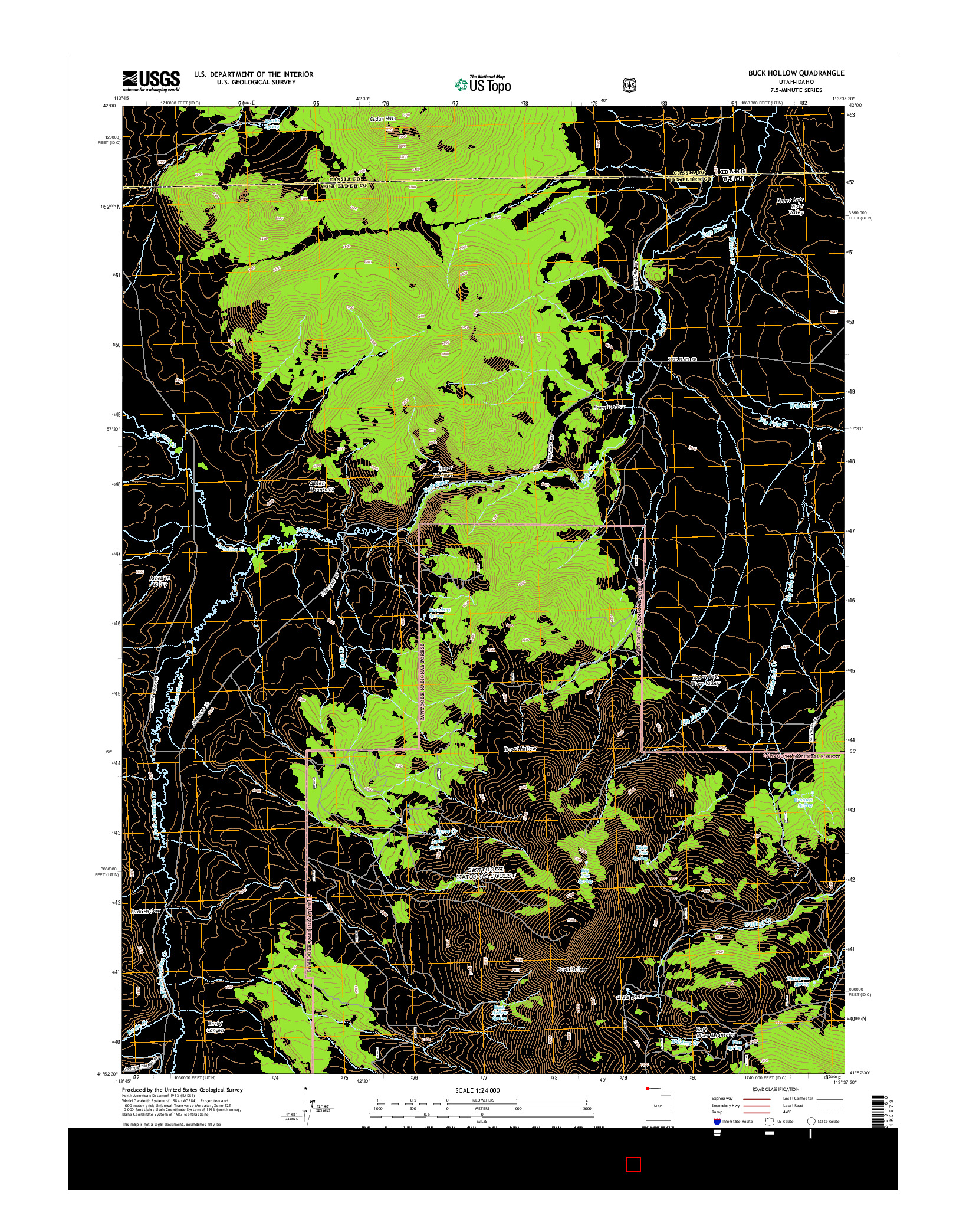 USGS US TOPO 7.5-MINUTE MAP FOR BUCK HOLLOW, UT-ID 2014