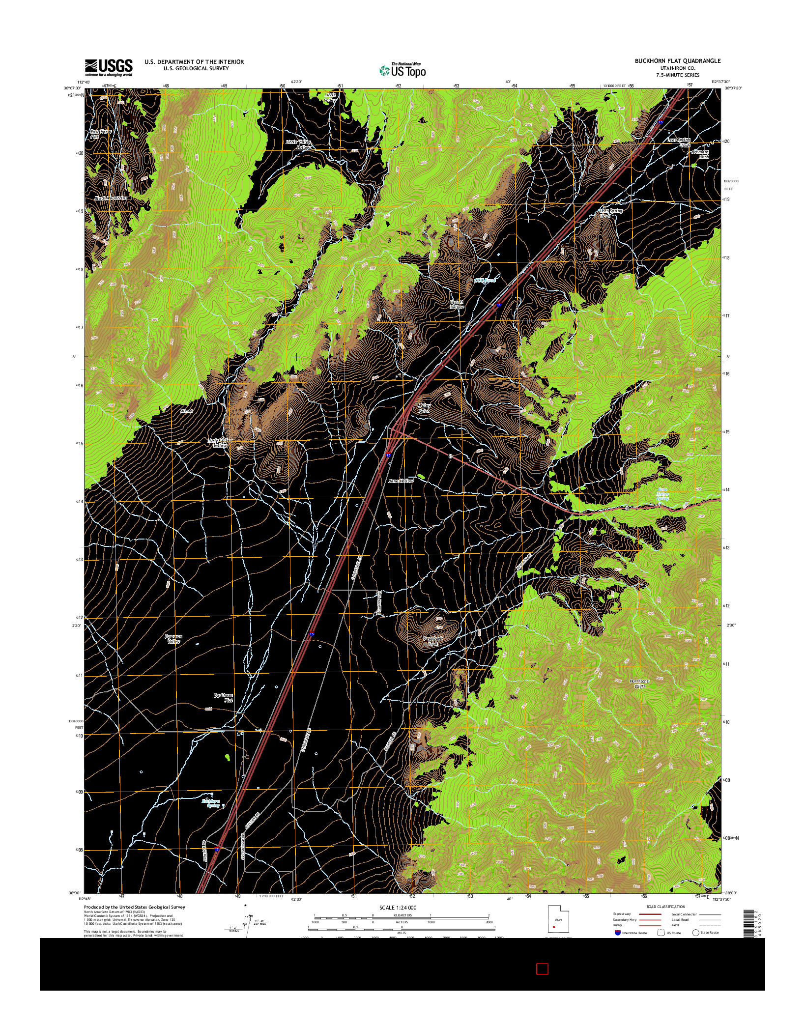 USGS US TOPO 7.5-MINUTE MAP FOR BUCKHORN FLAT, UT 2014