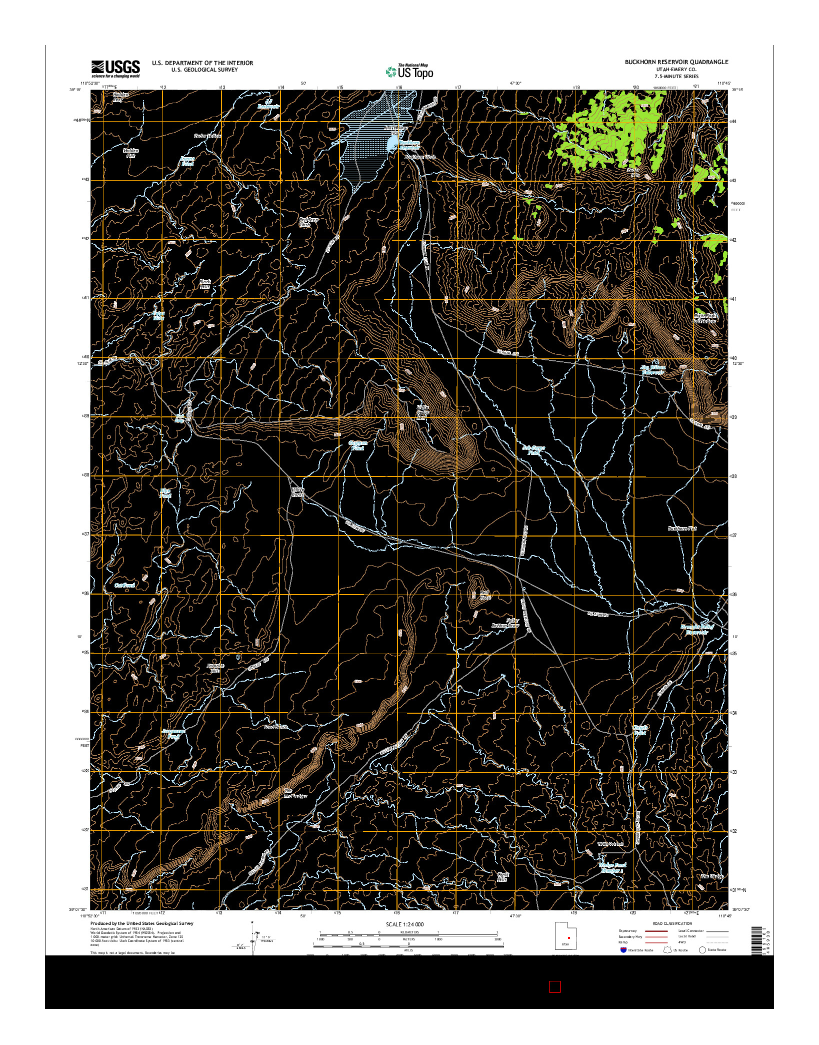USGS US TOPO 7.5-MINUTE MAP FOR BUCKHORN RESERVOIR, UT 2014
