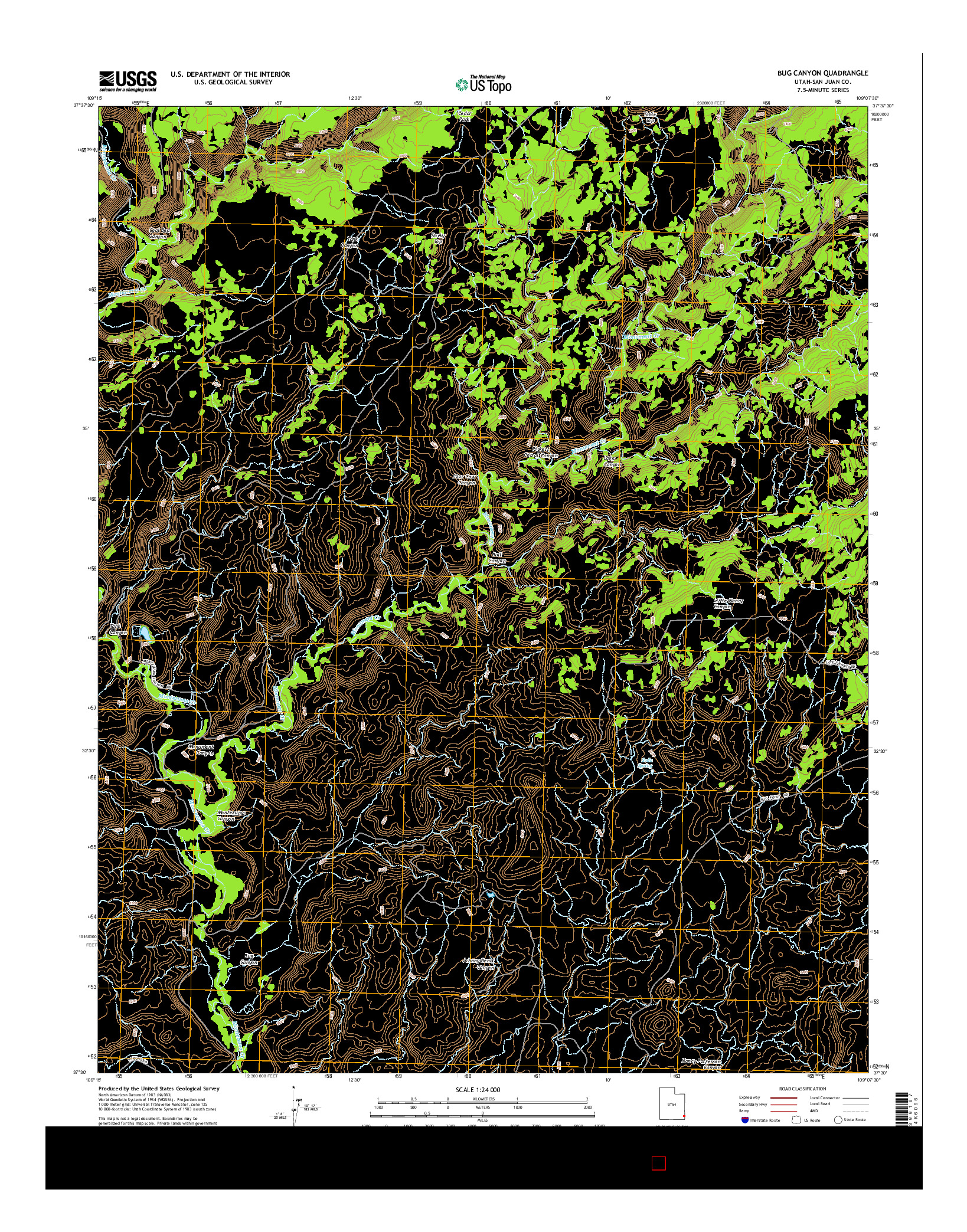 USGS US TOPO 7.5-MINUTE MAP FOR BUG CANYON, UT 2014