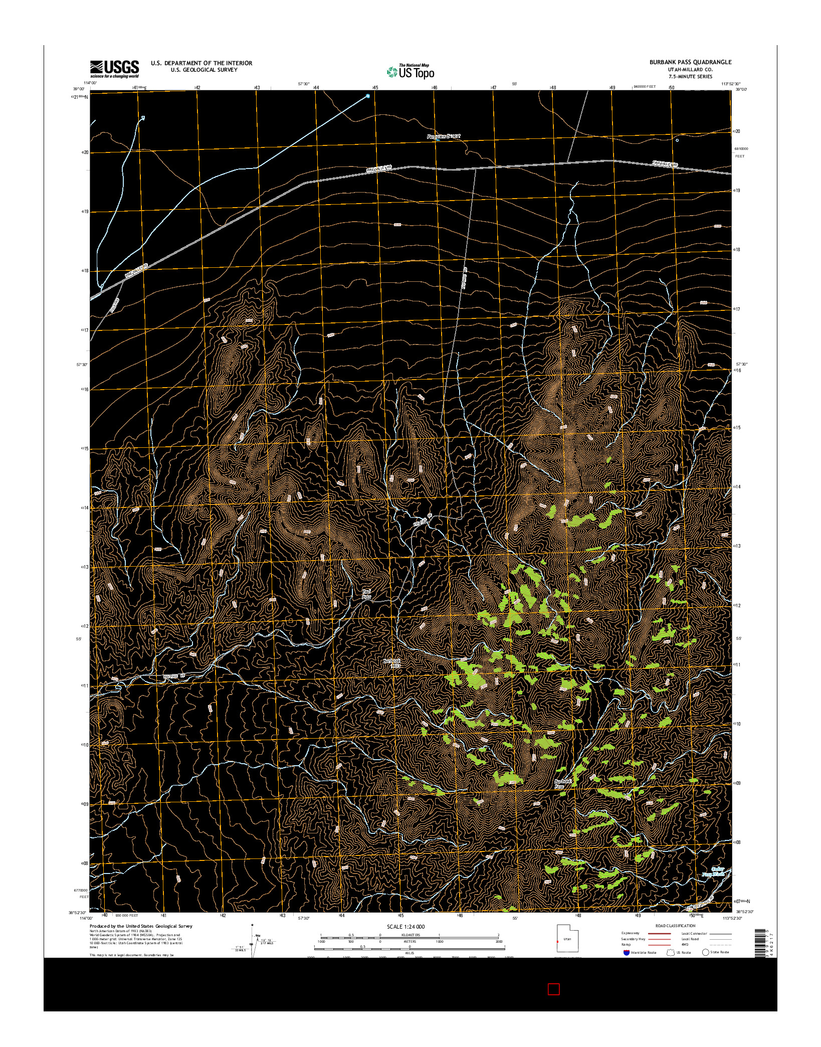 USGS US TOPO 7.5-MINUTE MAP FOR BURBANK PASS, UT 2014