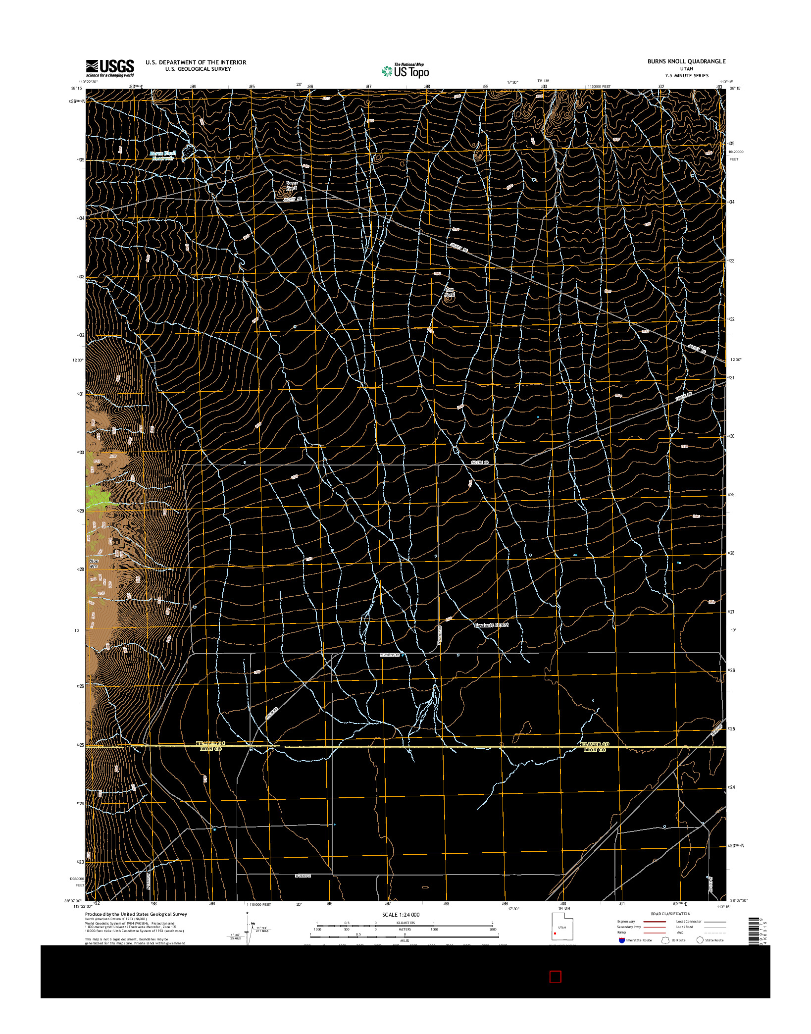 USGS US TOPO 7.5-MINUTE MAP FOR BURNS KNOLL, UT 2014
