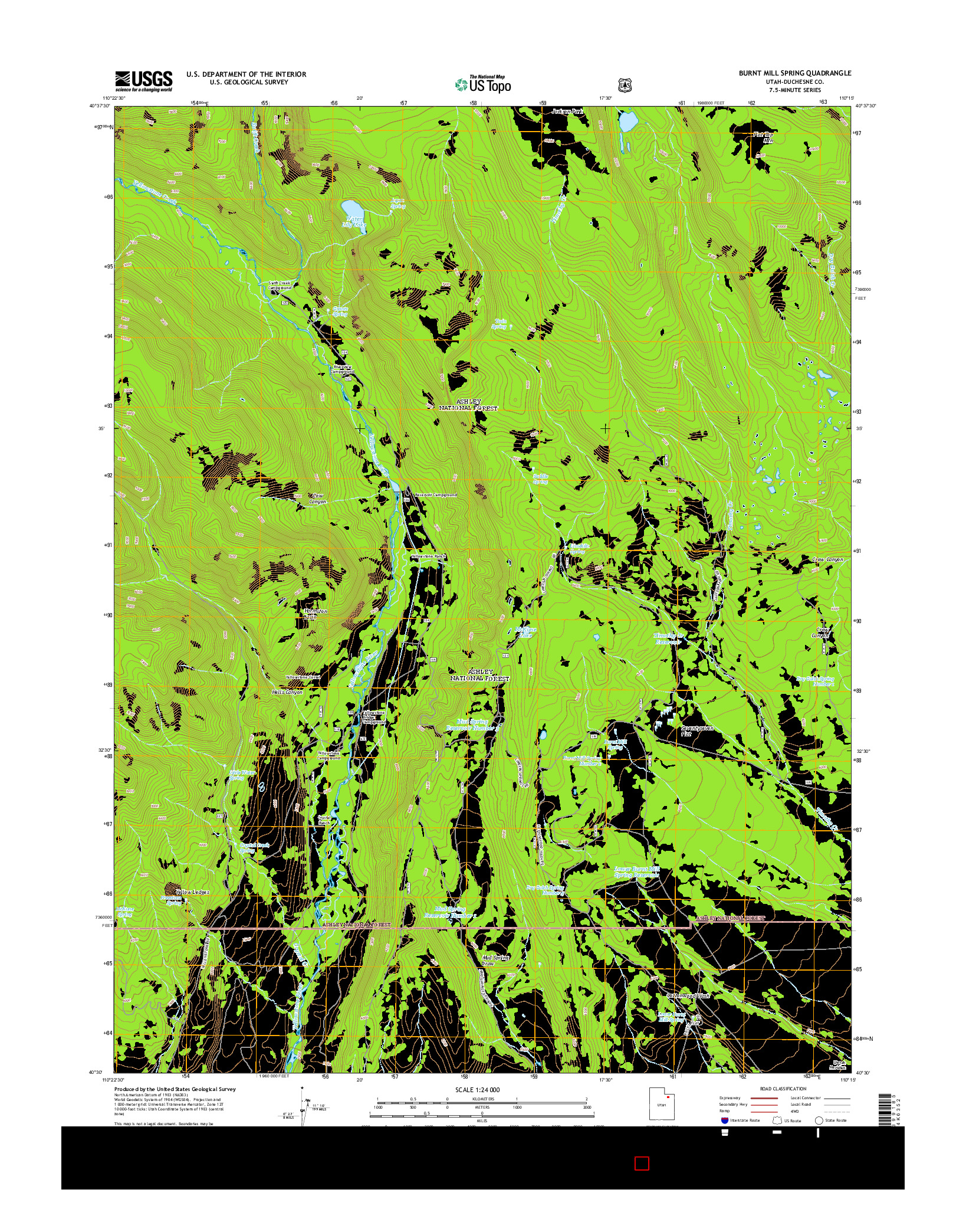 USGS US TOPO 7.5-MINUTE MAP FOR BURNT MILL SPRING, UT 2014