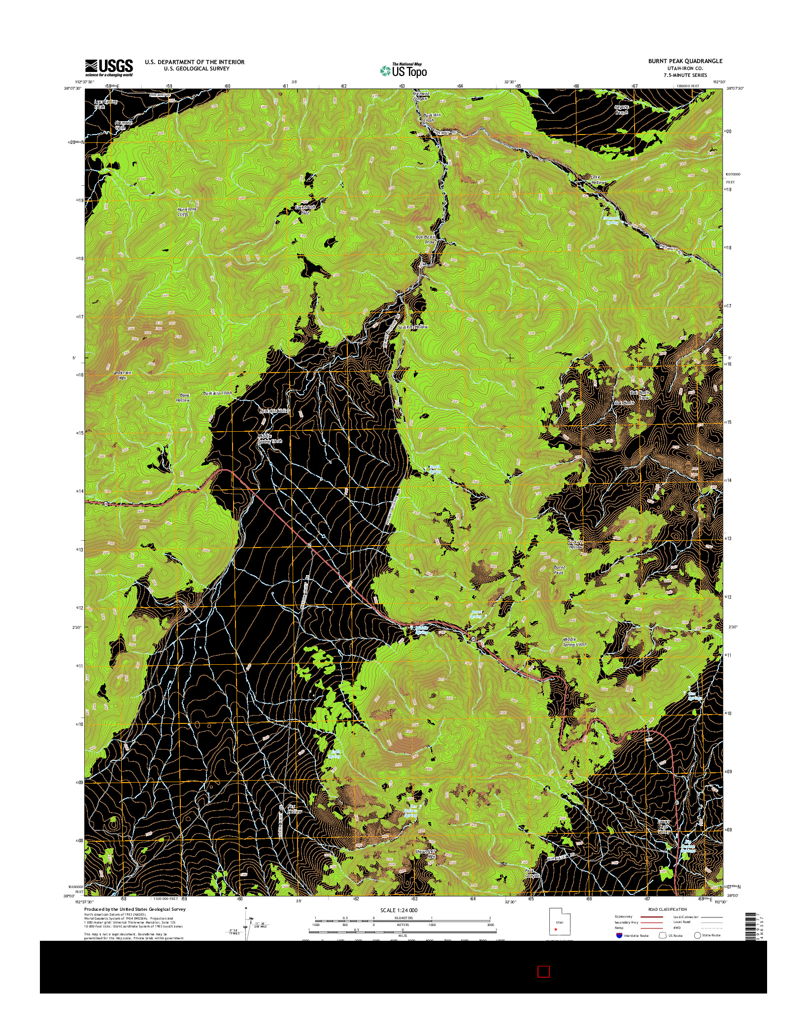 USGS US TOPO 7.5-MINUTE MAP FOR BURNT PEAK, UT 2014