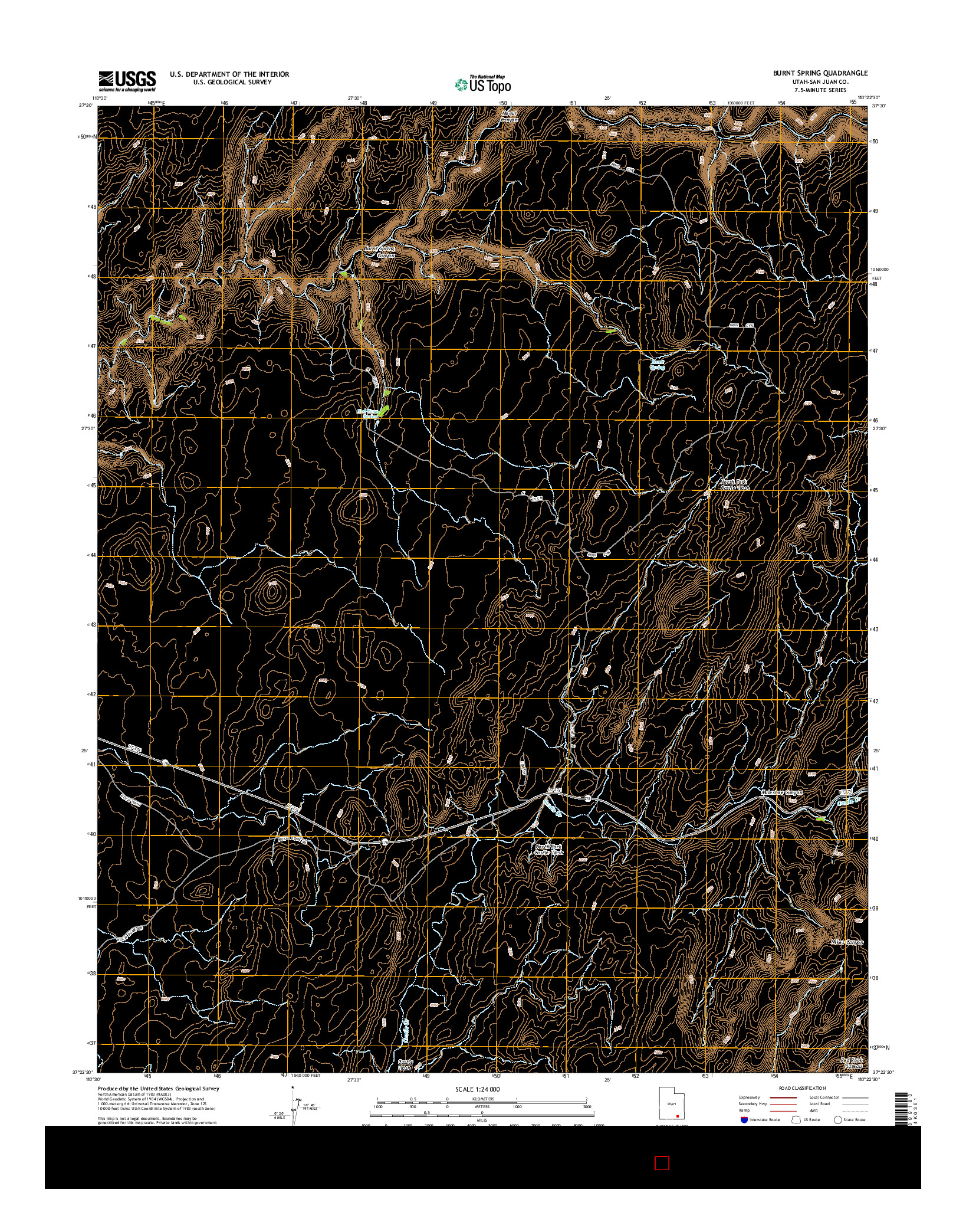 USGS US TOPO 7.5-MINUTE MAP FOR BURNT SPRING, UT 2014