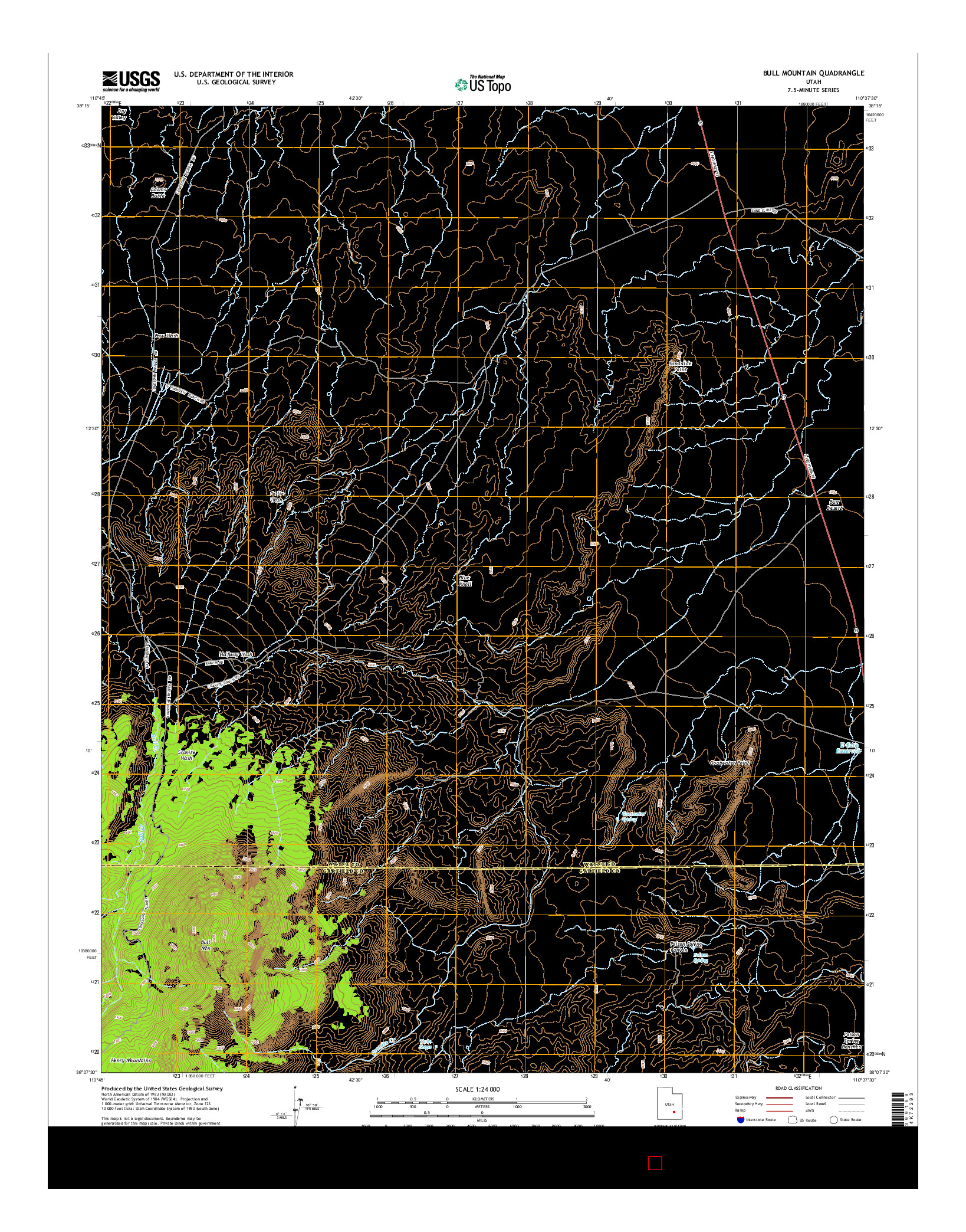 USGS US TOPO 7.5-MINUTE MAP FOR BULL MOUNTAIN, UT 2014