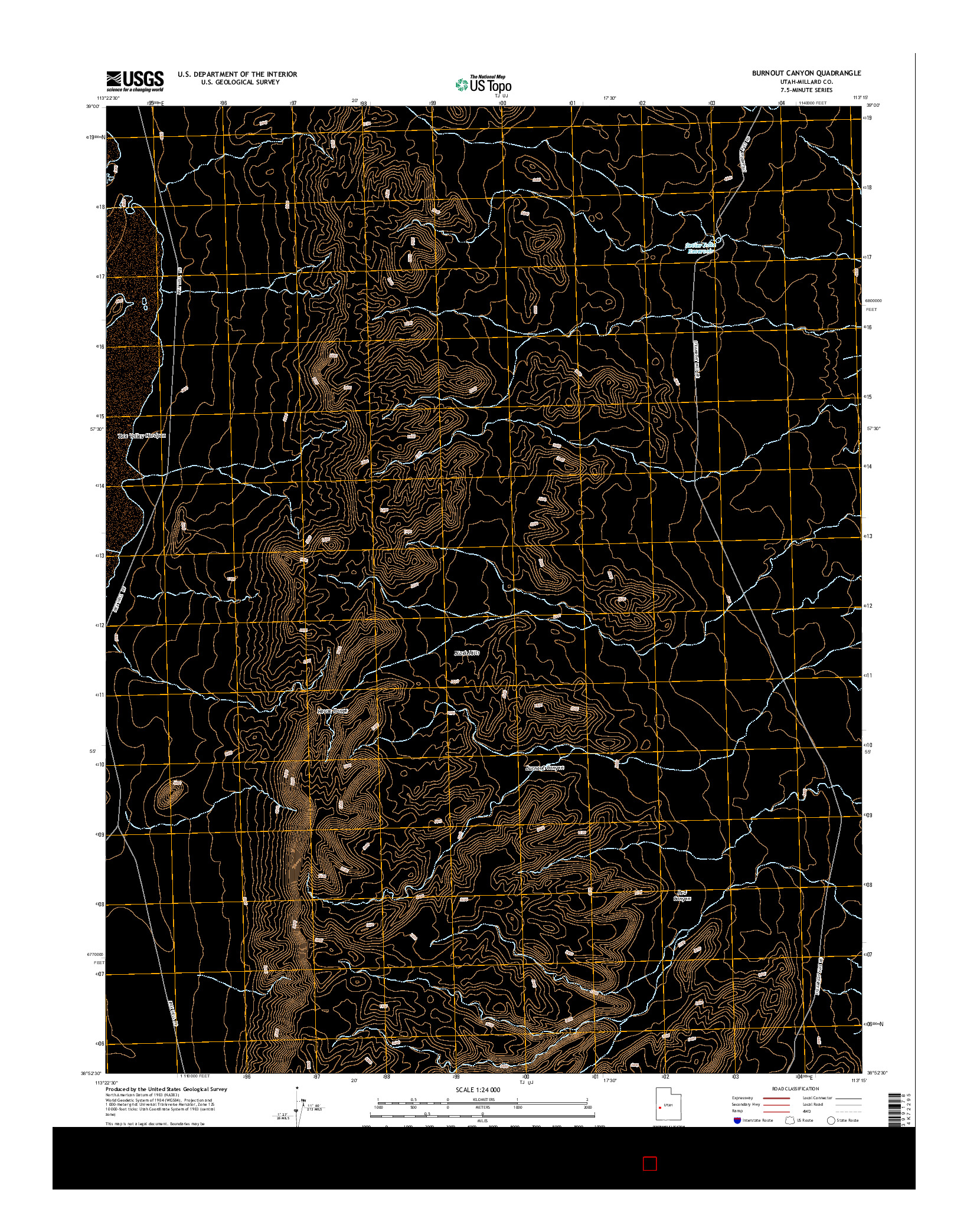 USGS US TOPO 7.5-MINUTE MAP FOR BURNOUT CANYON, UT 2014