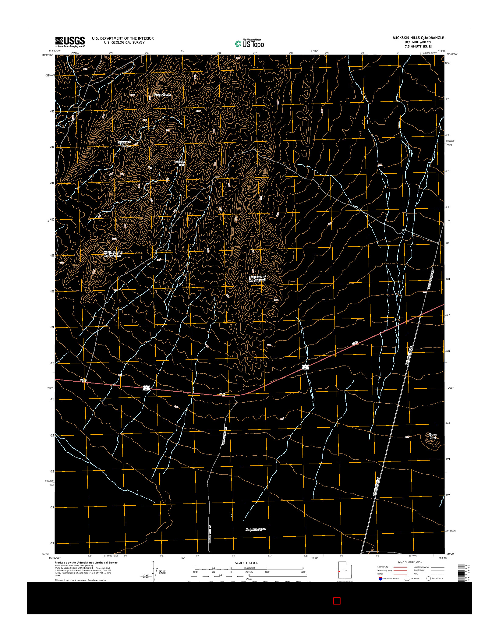 USGS US TOPO 7.5-MINUTE MAP FOR BUCKSKIN HILLS, UT 2014