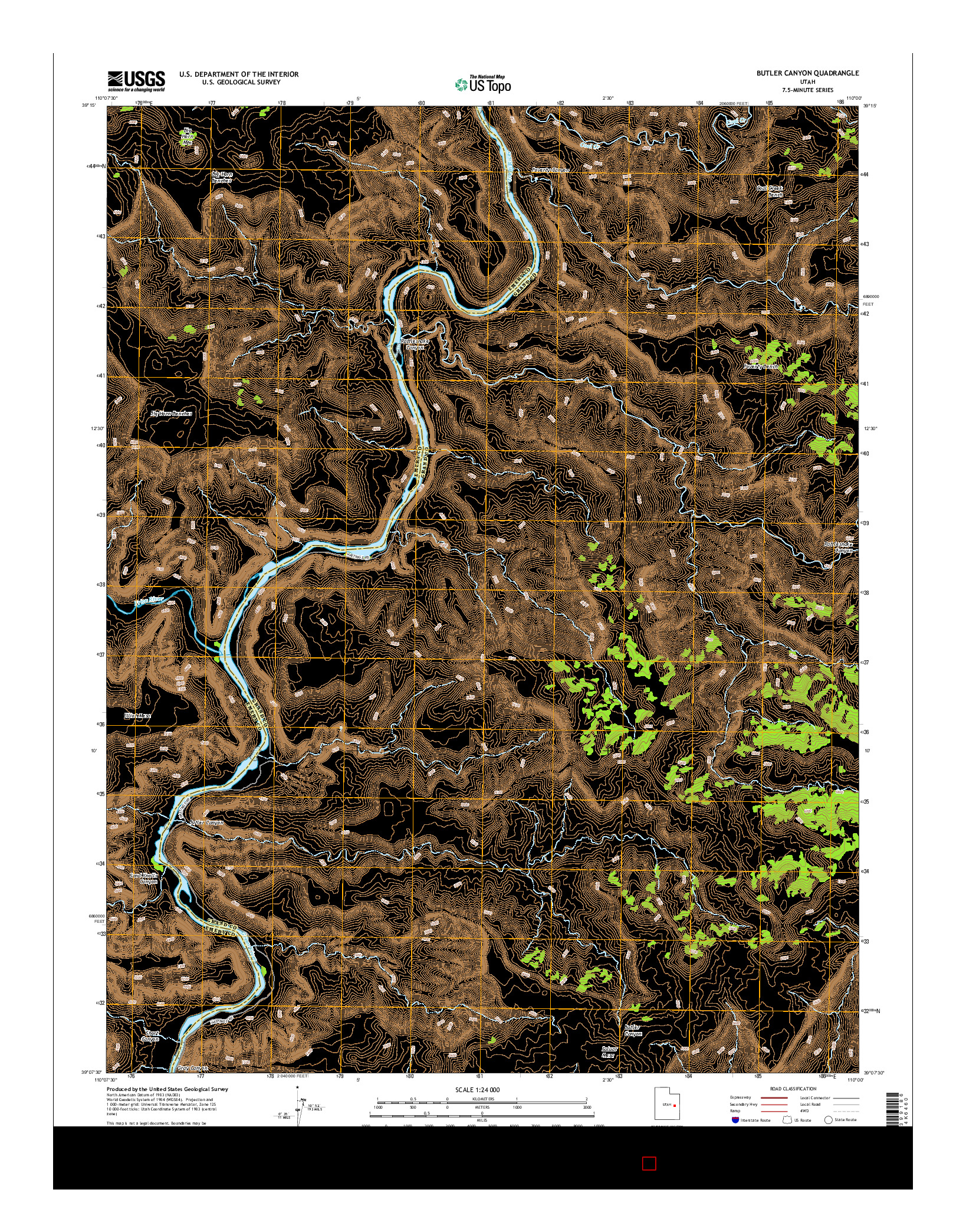USGS US TOPO 7.5-MINUTE MAP FOR BUTLER CANYON, UT 2014