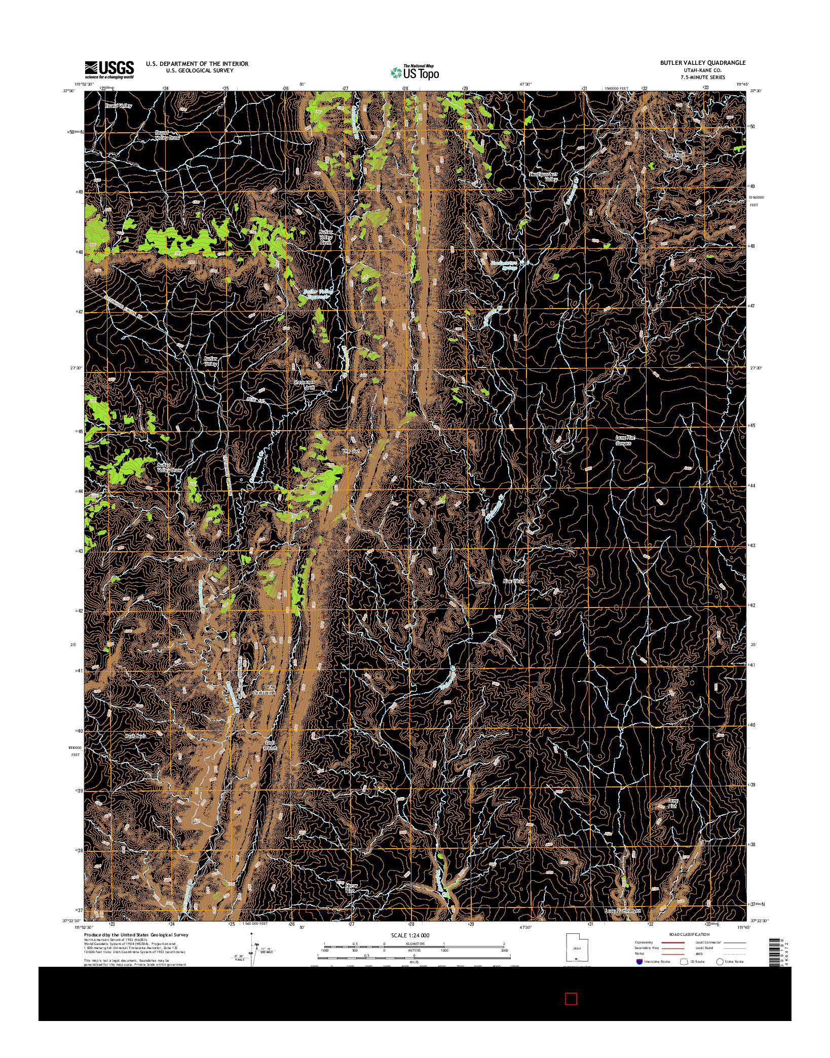 USGS US TOPO 7.5-MINUTE MAP FOR BUTLER VALLEY, UT 2014