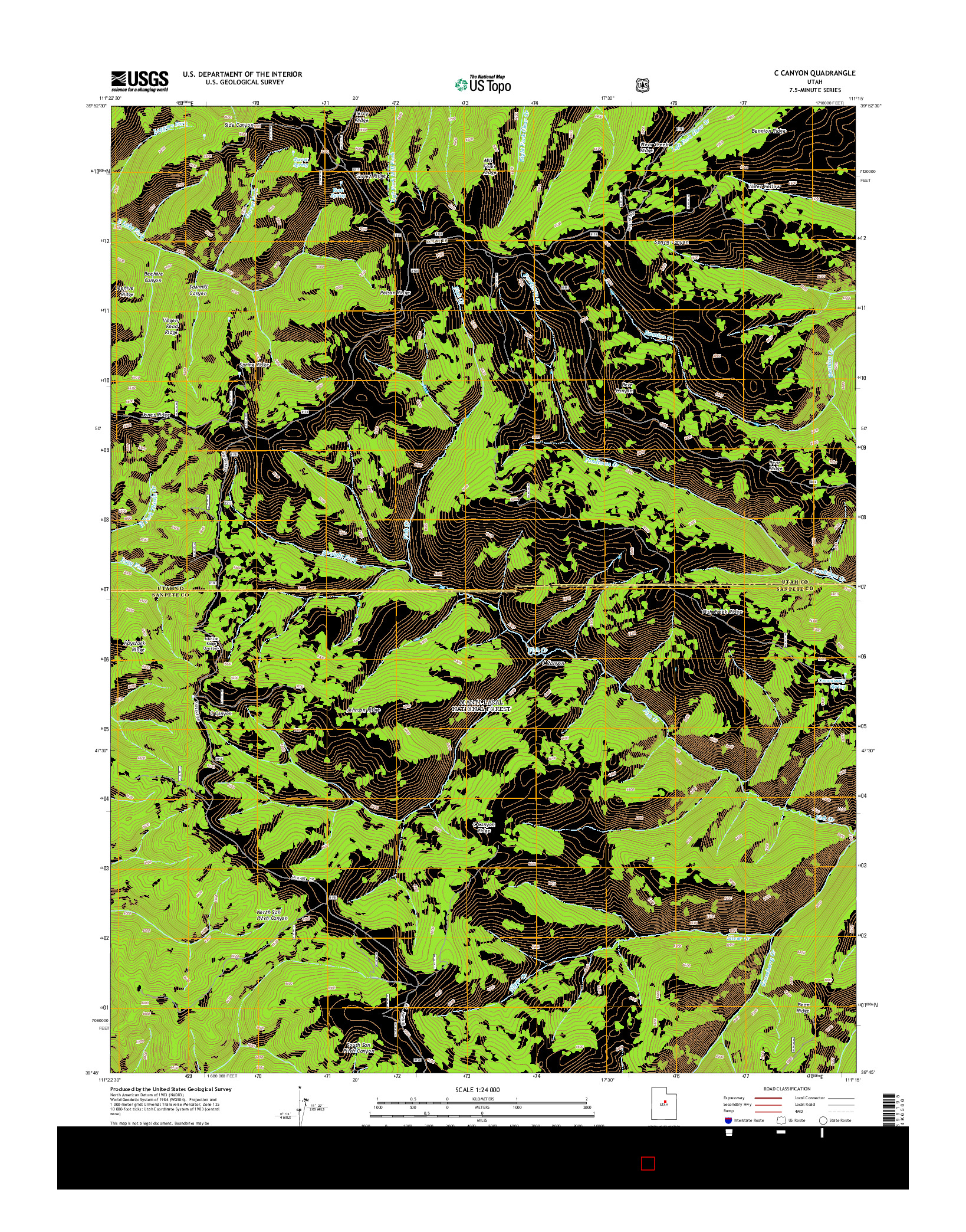 USGS US TOPO 7.5-MINUTE MAP FOR C CANYON, UT 2014