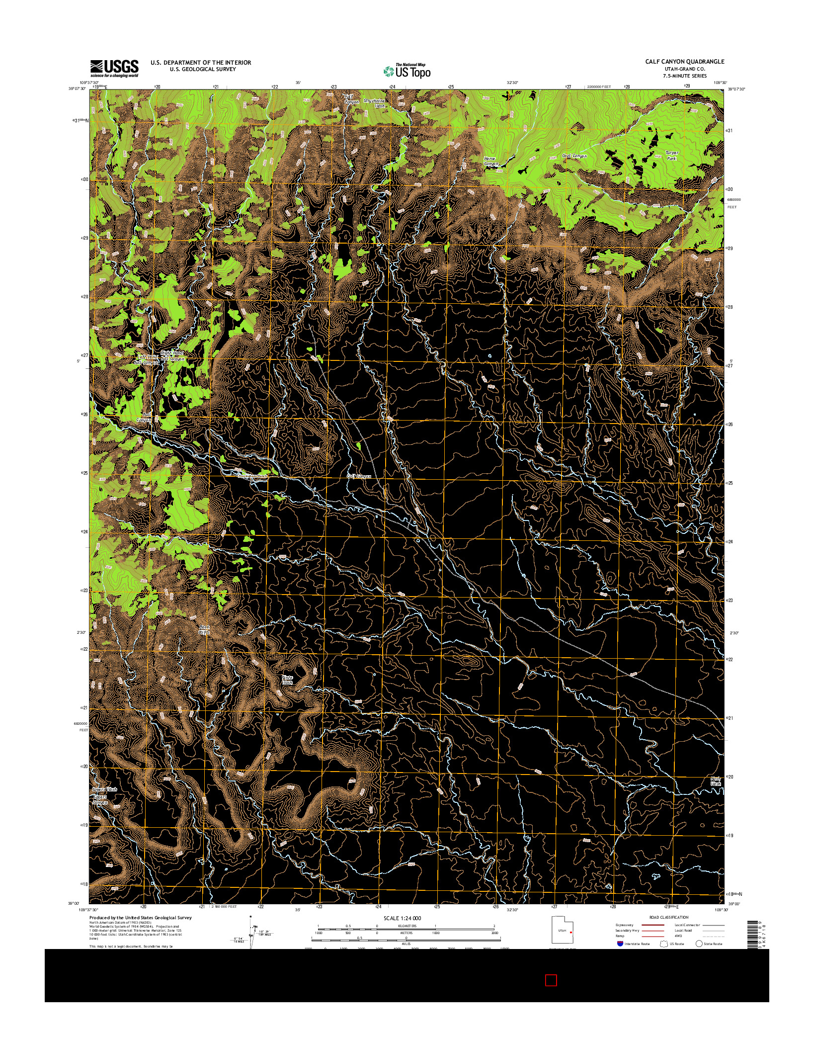 USGS US TOPO 7.5-MINUTE MAP FOR CALF CANYON, UT 2014