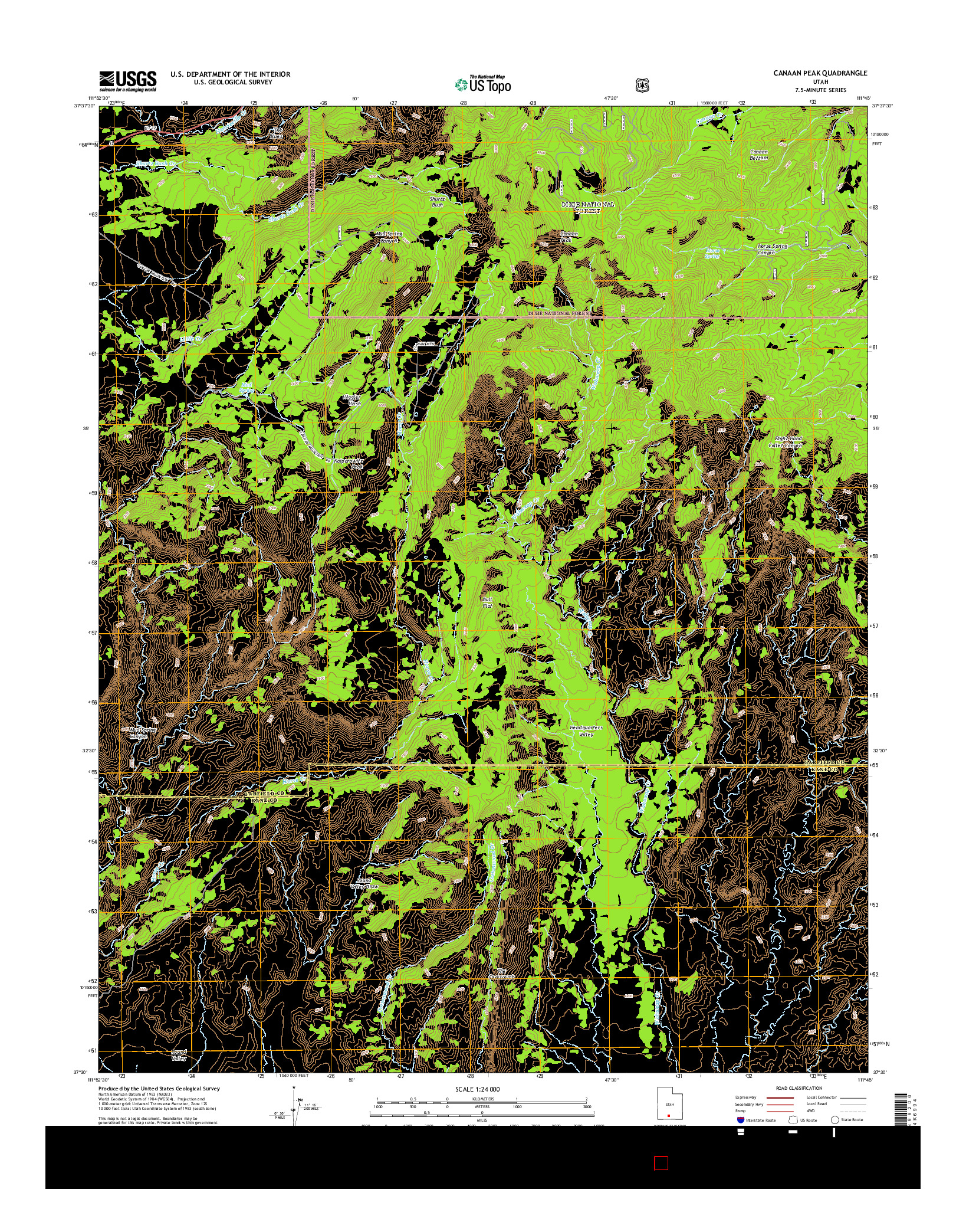 USGS US TOPO 7.5-MINUTE MAP FOR CANAAN PEAK, UT 2014