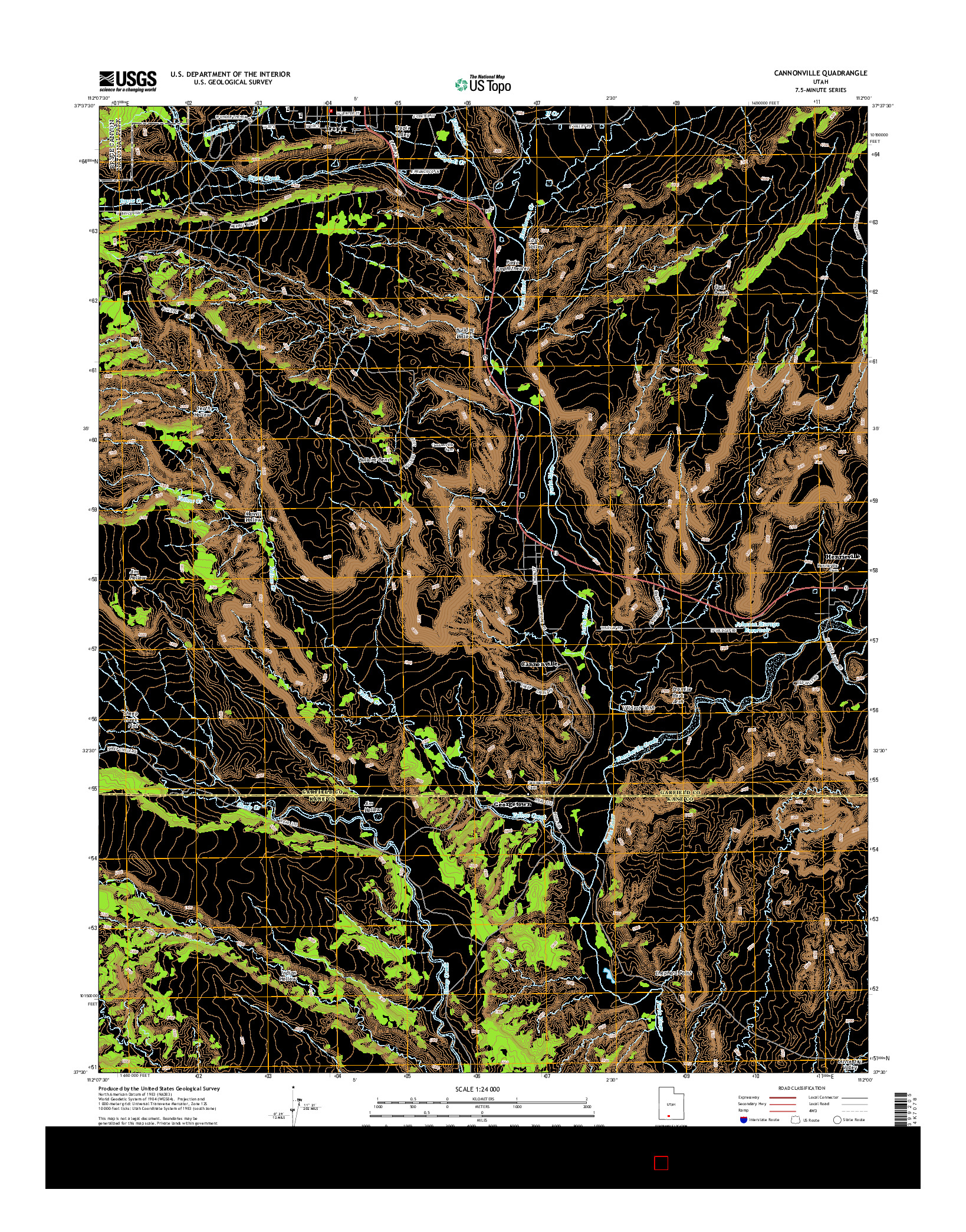 USGS US TOPO 7.5-MINUTE MAP FOR CANNONVILLE, UT 2014