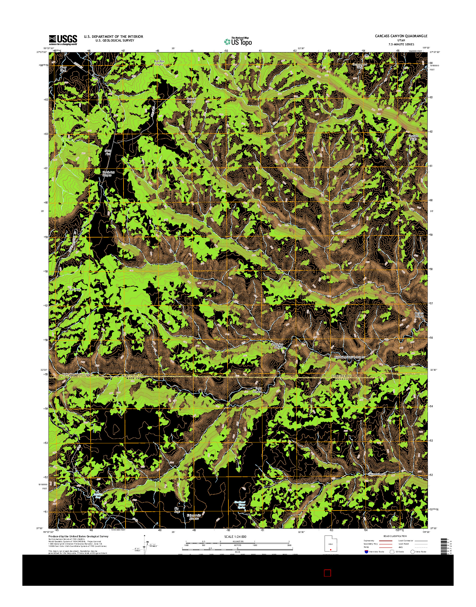 USGS US TOPO 7.5-MINUTE MAP FOR CARCASS CANYON, UT 2014