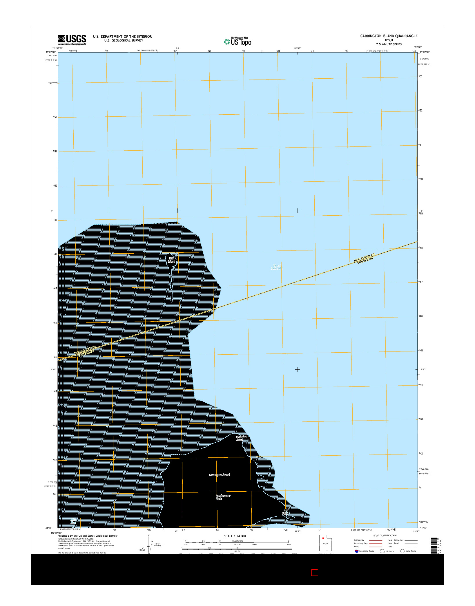 USGS US TOPO 7.5-MINUTE MAP FOR CARRINGTON ISLAND, UT 2014