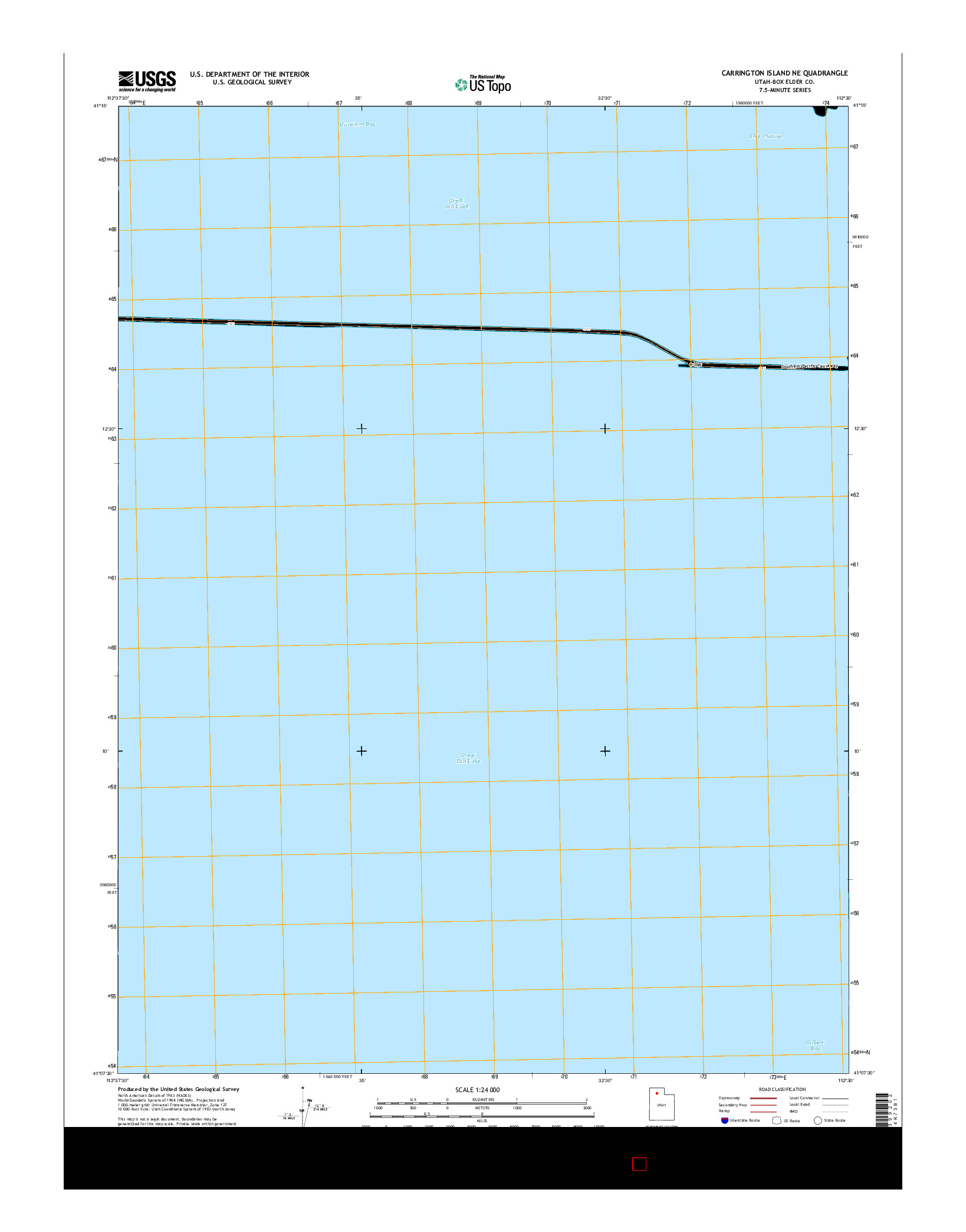 USGS US TOPO 7.5-MINUTE MAP FOR CARRINGTON ISLAND NE, UT 2014