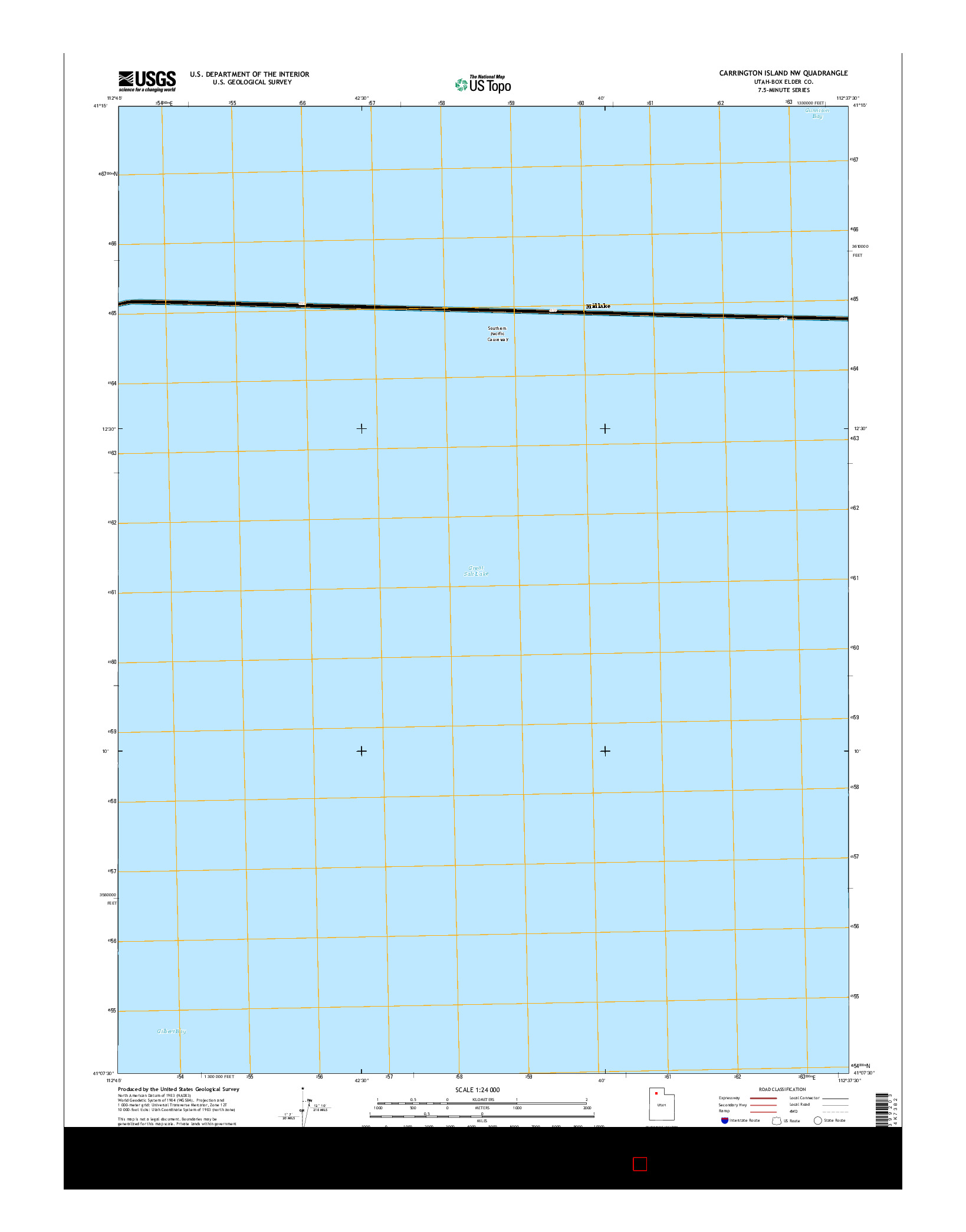 USGS US TOPO 7.5-MINUTE MAP FOR CARRINGTON ISLAND NW, UT 2014
