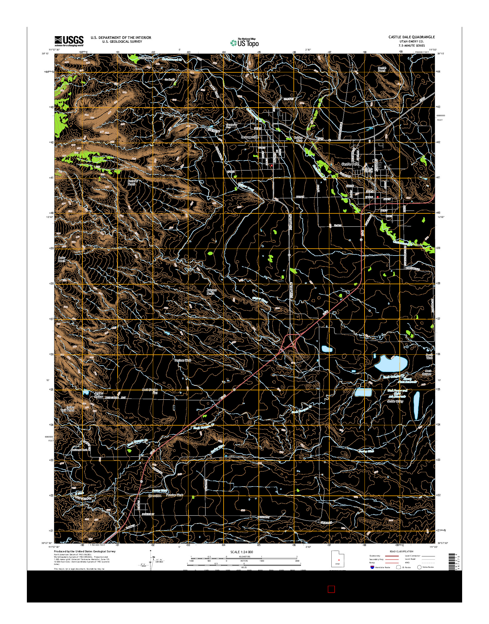 USGS US TOPO 7.5-MINUTE MAP FOR CASTLE DALE, UT 2014
