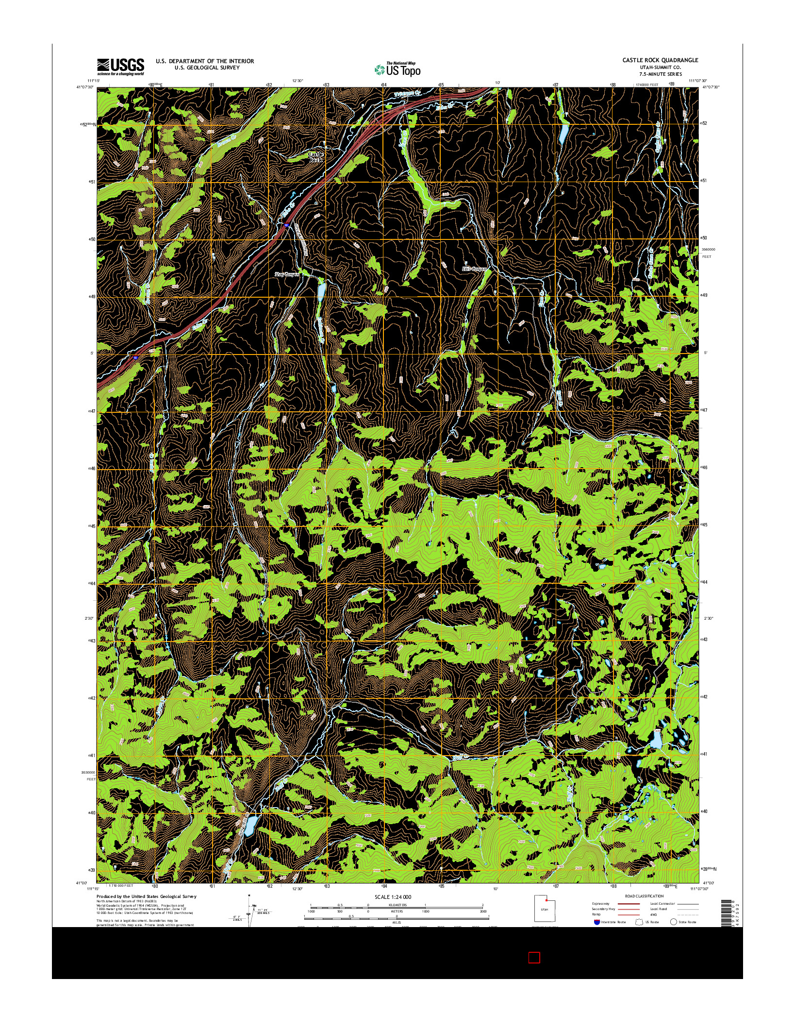 USGS US TOPO 7.5-MINUTE MAP FOR CASTLE ROCK, UT 2014