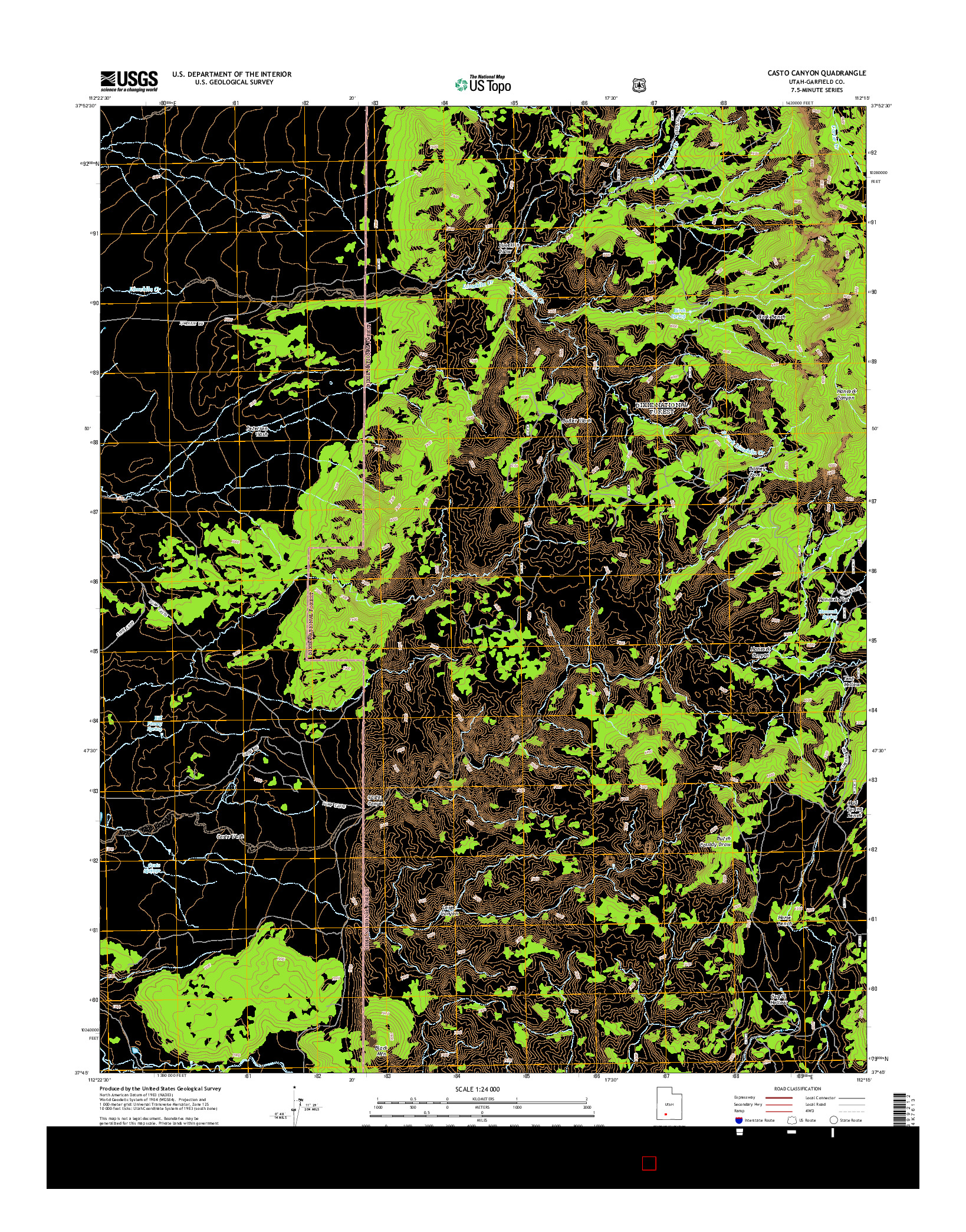 USGS US TOPO 7.5-MINUTE MAP FOR CASTO CANYON, UT 2014