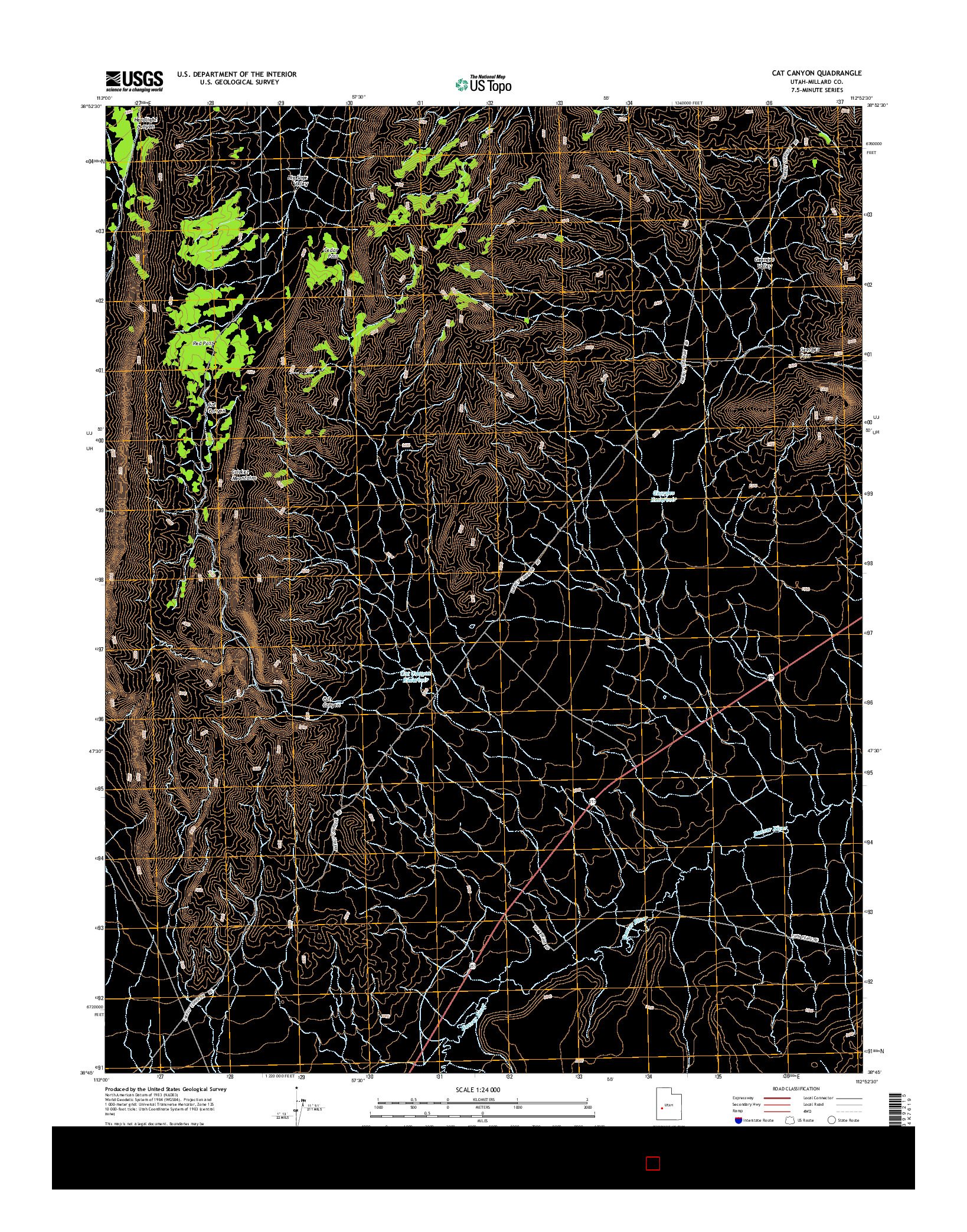 USGS US TOPO 7.5-MINUTE MAP FOR CAT CANYON, UT 2014