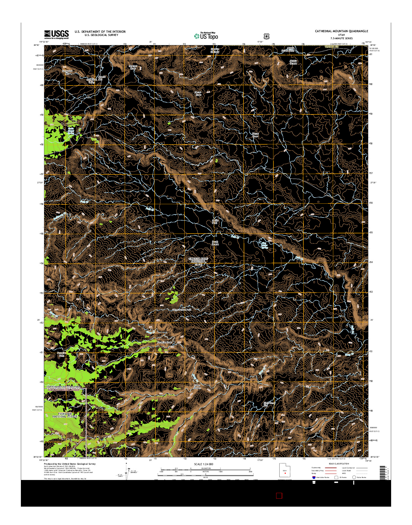 USGS US TOPO 7.5-MINUTE MAP FOR CATHEDRAL MOUNTAIN, UT 2014