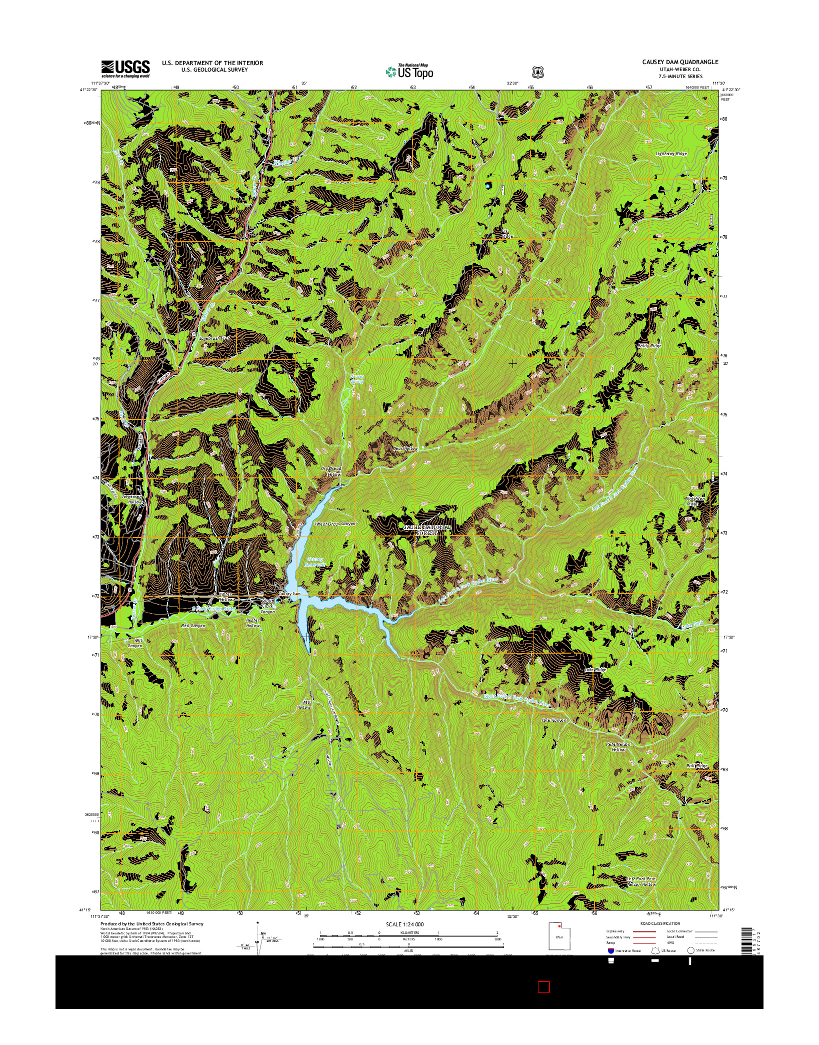 USGS US TOPO 7.5-MINUTE MAP FOR CAUSEY DAM, UT 2014