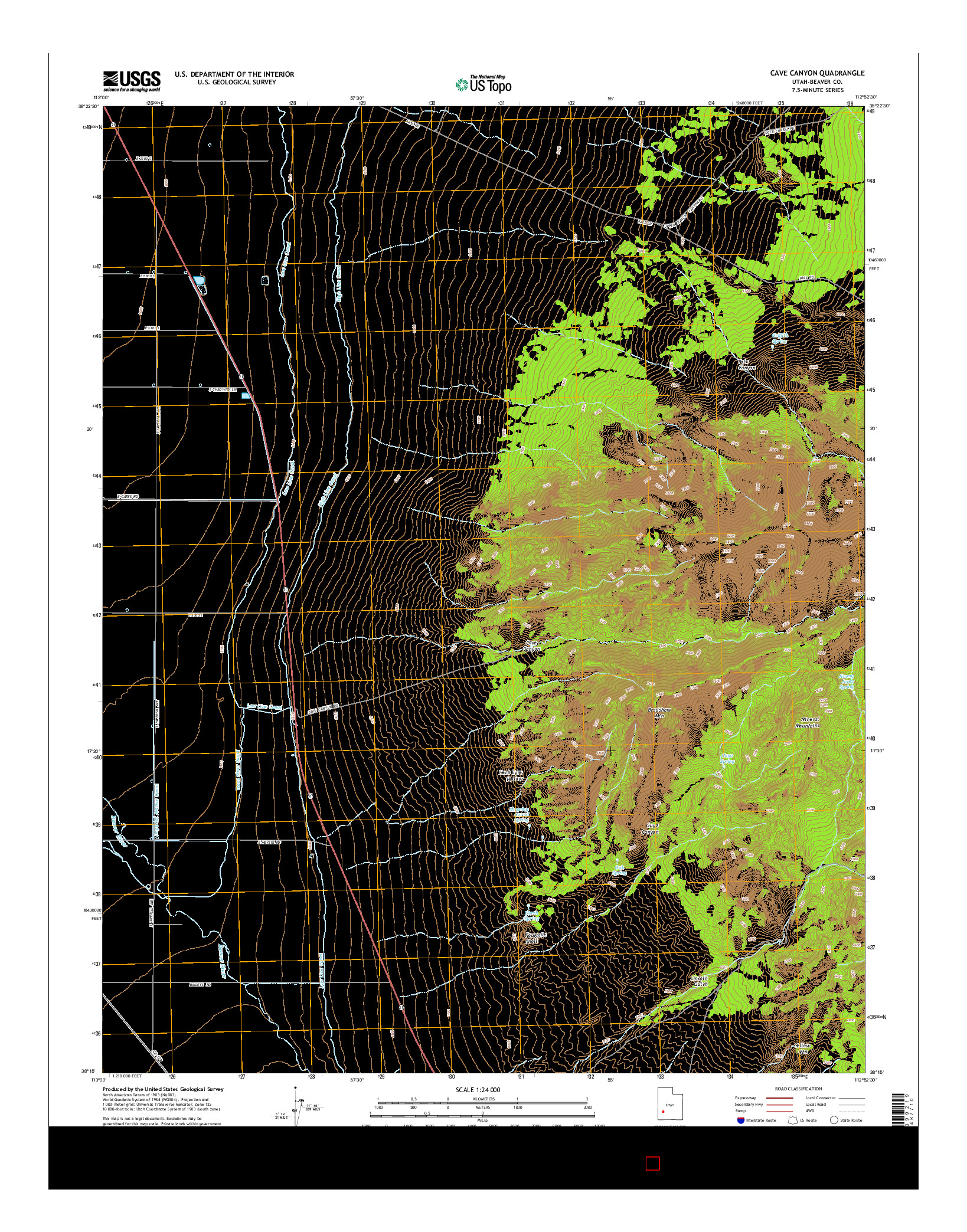 USGS US TOPO 7.5-MINUTE MAP FOR CAVE CANYON, UT 2014