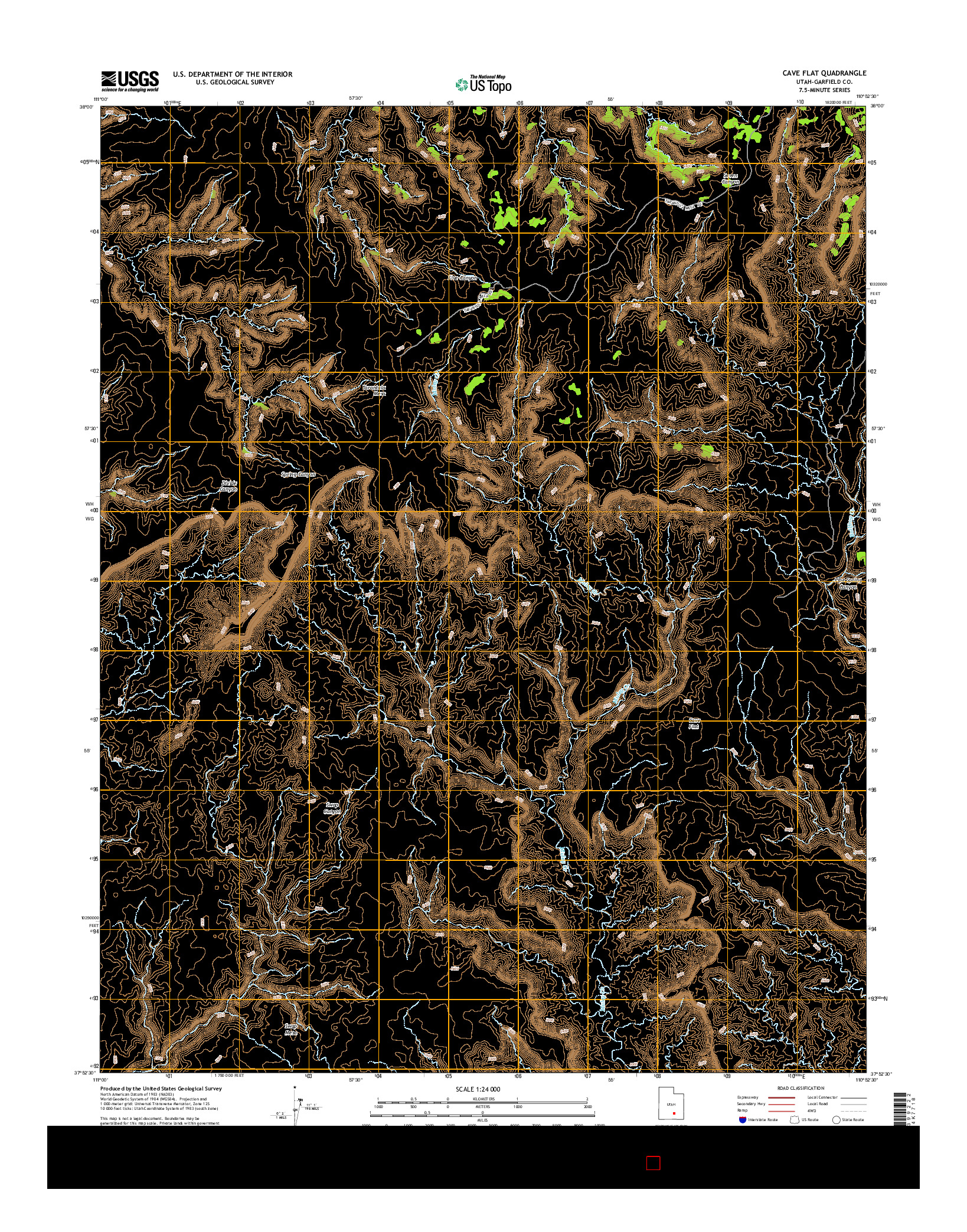 USGS US TOPO 7.5-MINUTE MAP FOR CAVE FLAT, UT 2014