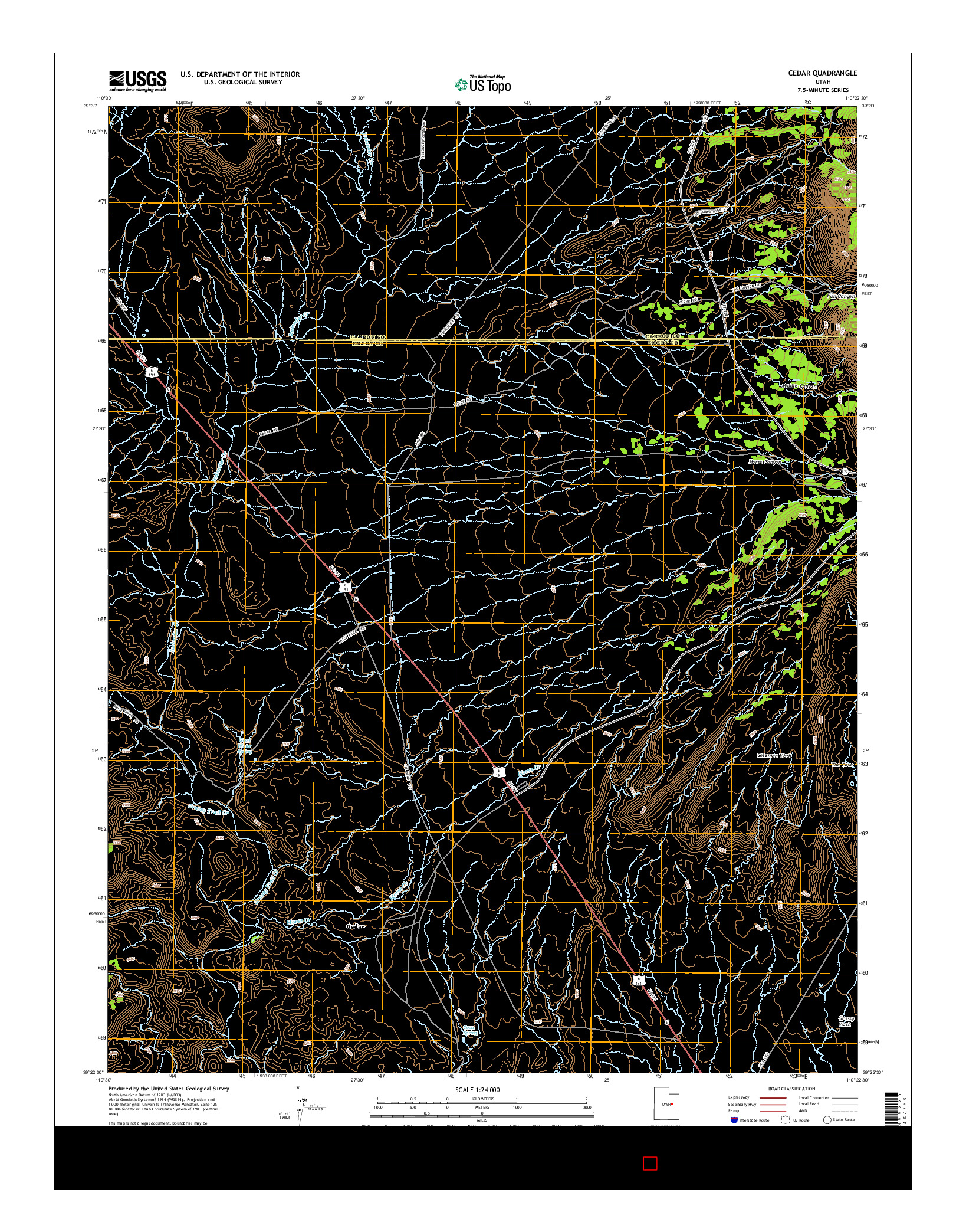 USGS US TOPO 7.5-MINUTE MAP FOR CEDAR, UT 2014