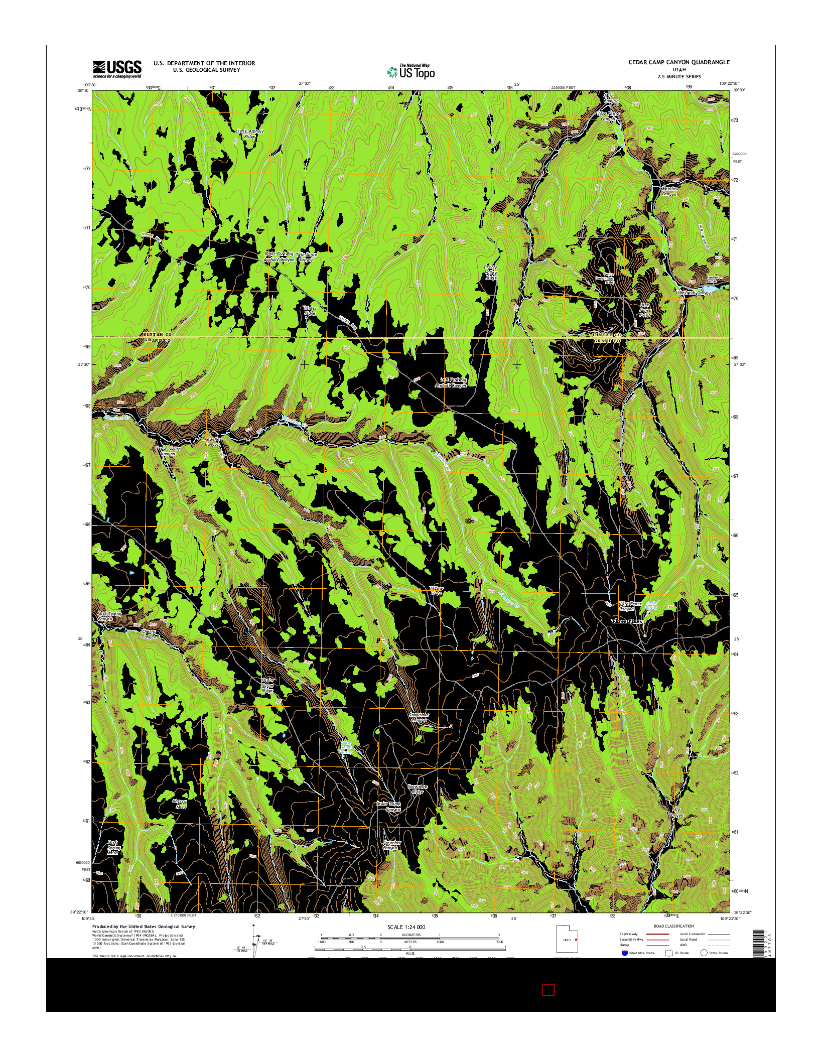 USGS US TOPO 7.5-MINUTE MAP FOR CEDAR CAMP CANYON, UT 2014
