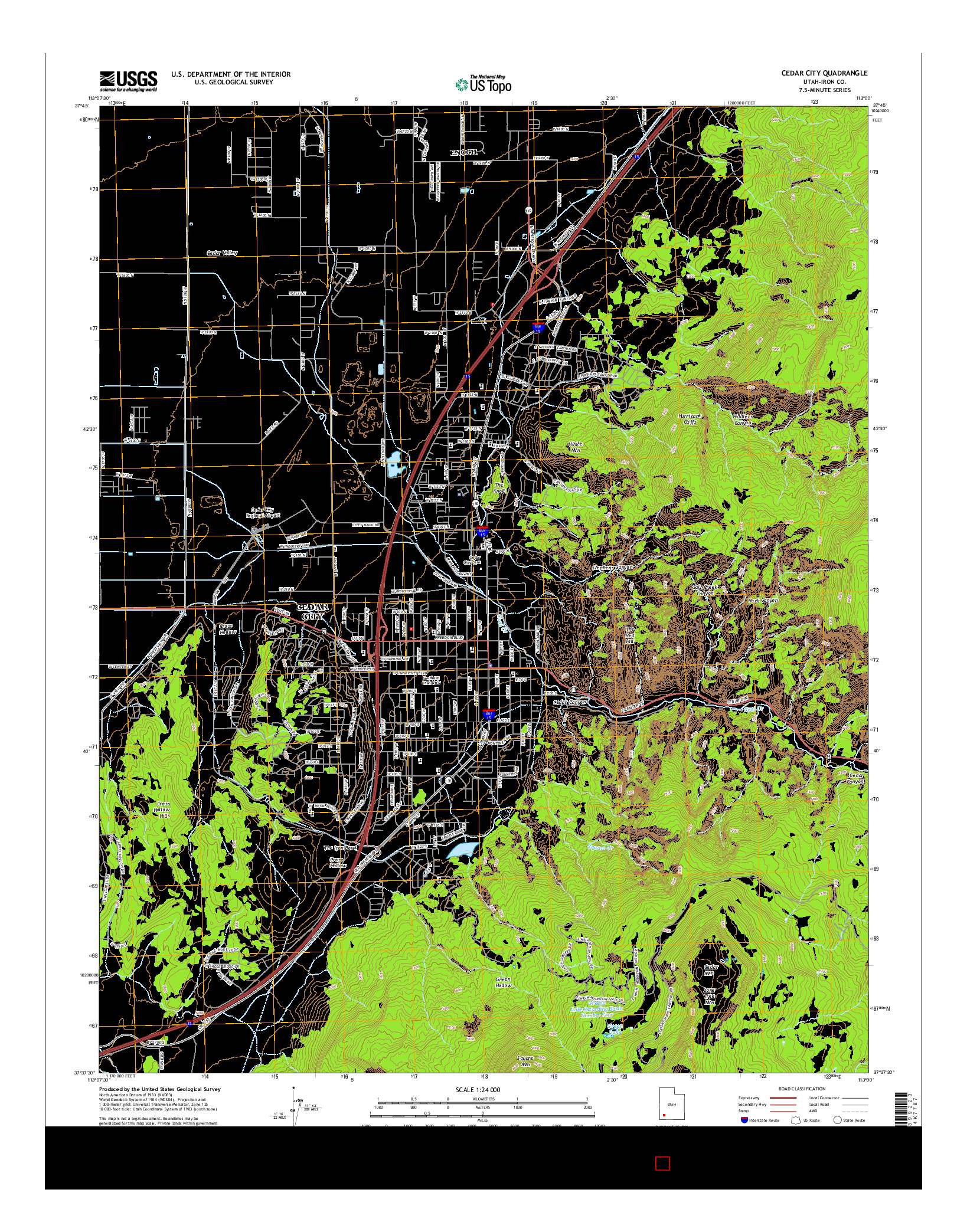 USGS US TOPO 7.5-MINUTE MAP FOR CEDAR CITY, UT 2014